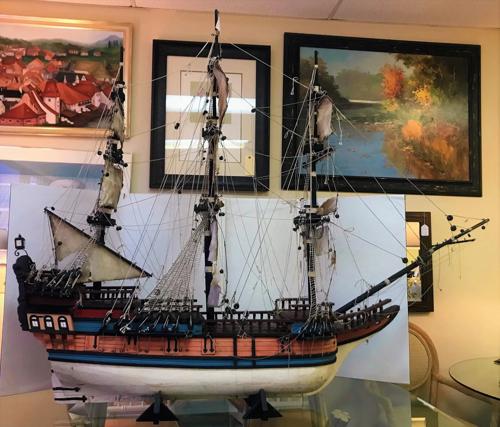 Large Scale Antique Model Ship Circa Early 1900s - 13