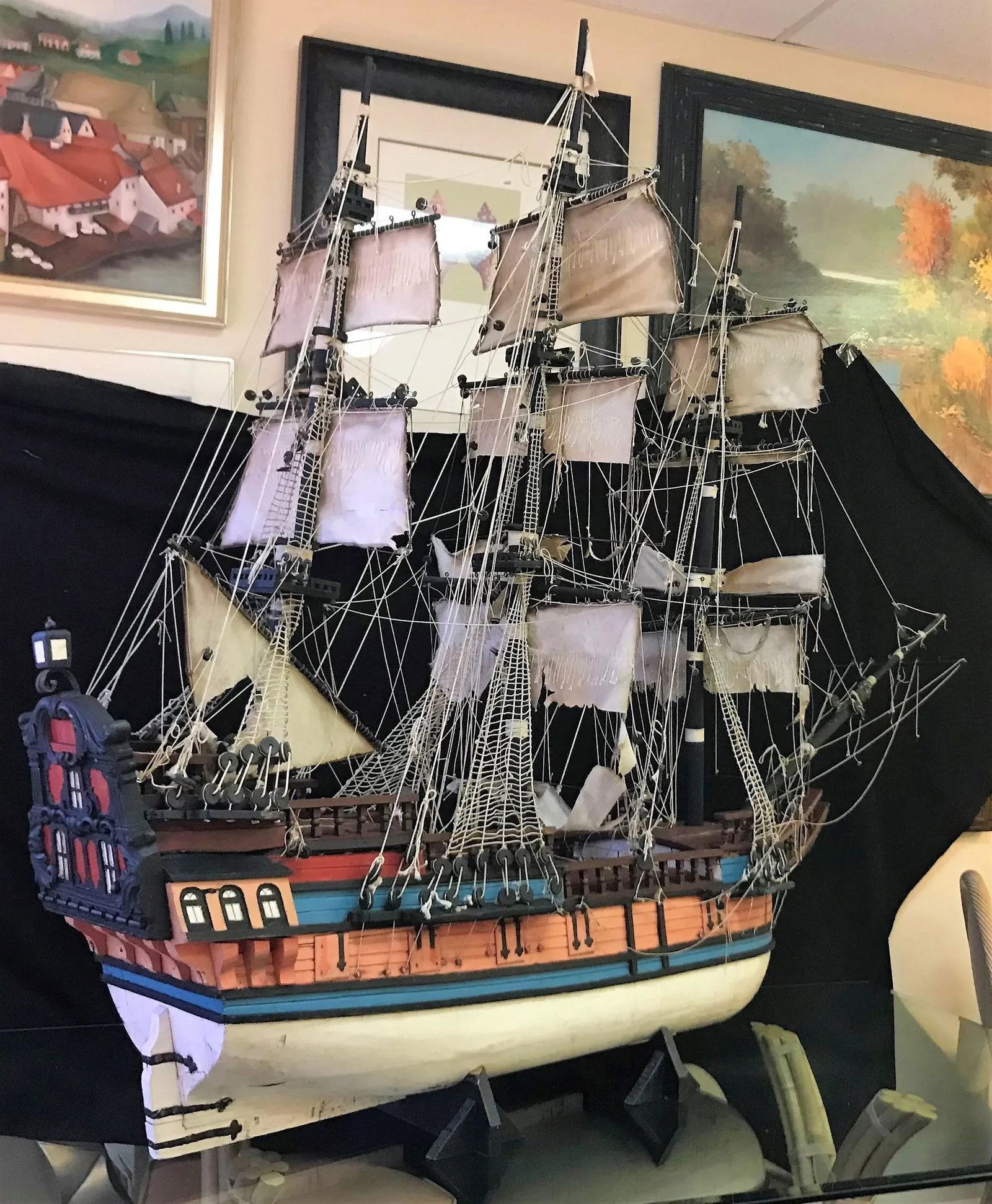 Large Scale Antique Model Ship Circa Early 1900s - 2