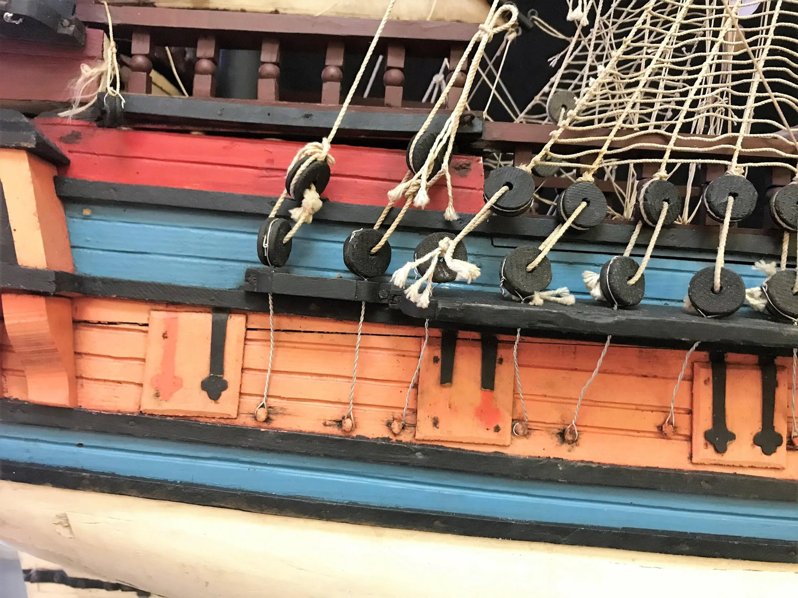 Large Scale Antique Model Ship Circa Early 1900s - 6