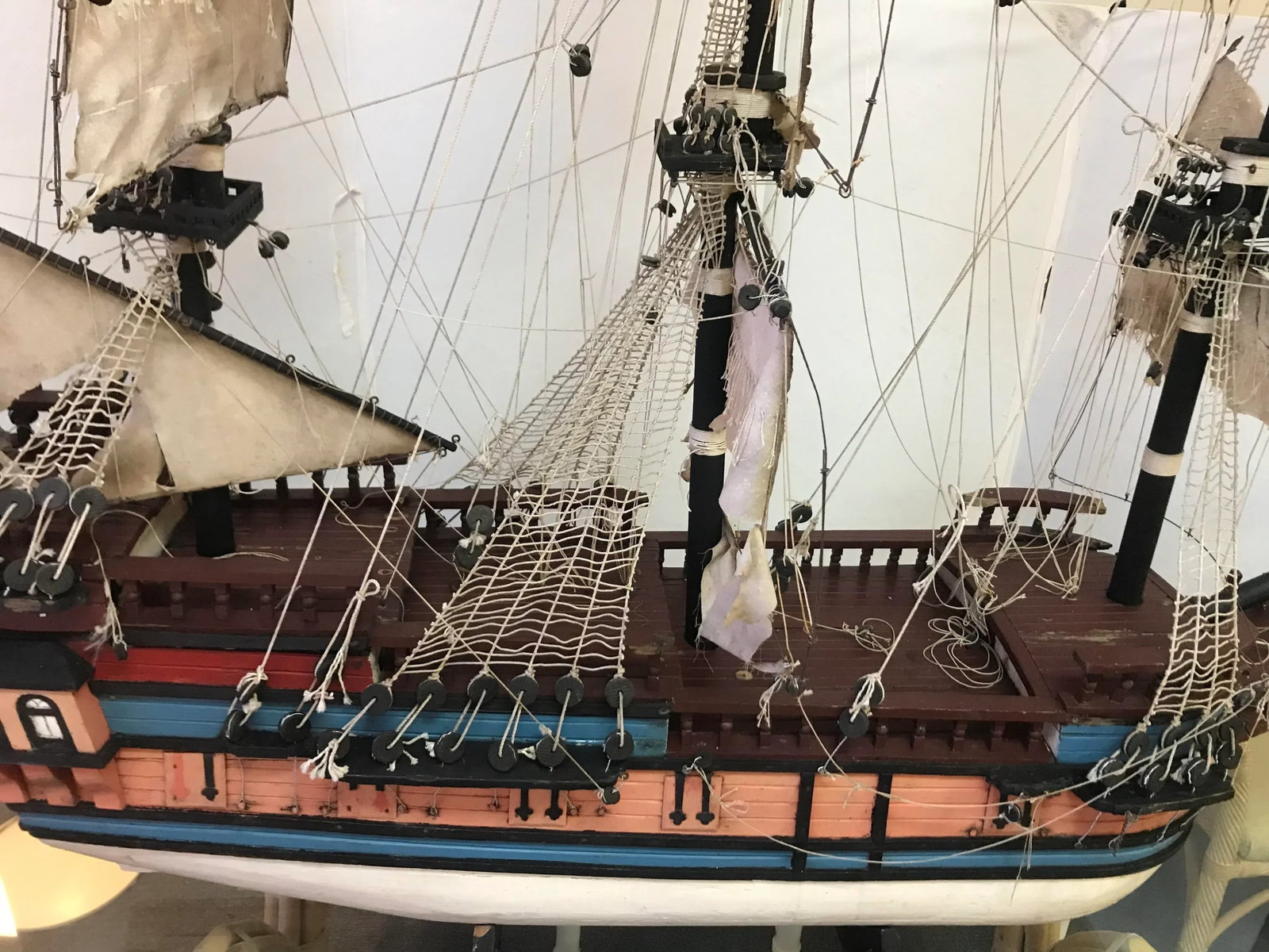 Large Scale Antique Model Ship Circa Early 1900s - 9