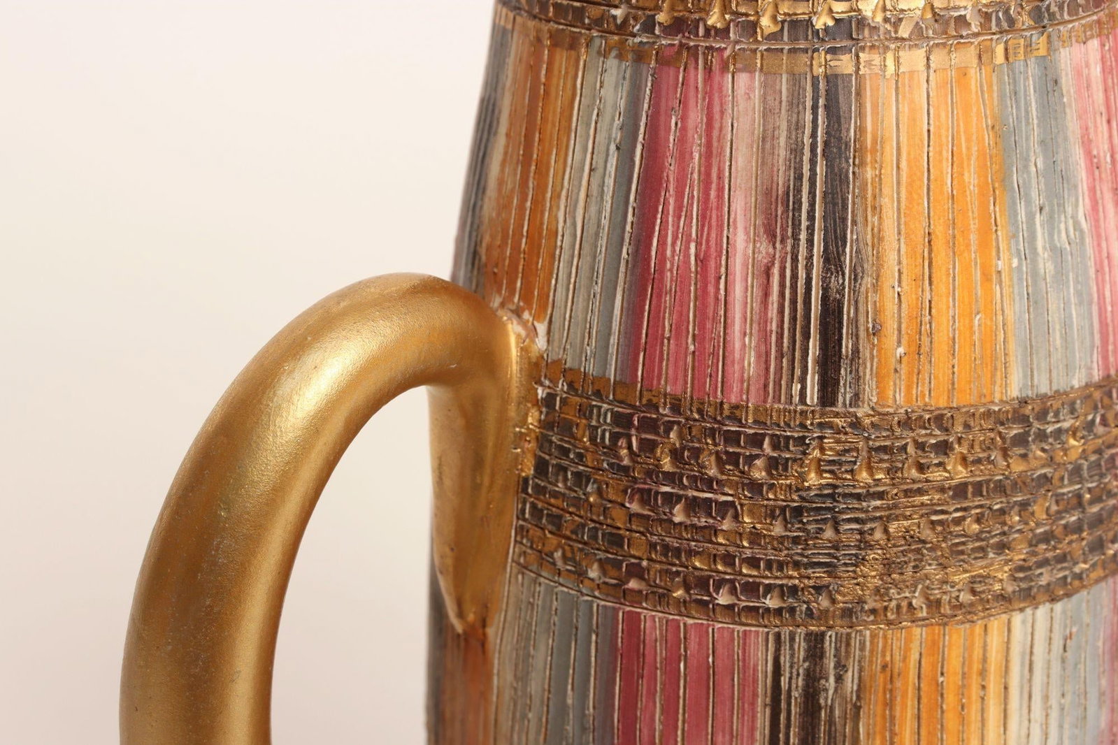 Vintage Italian Modernist Gilt Ceramic "Seta" Pitcher by Aldo Londi for Bitossi - 7