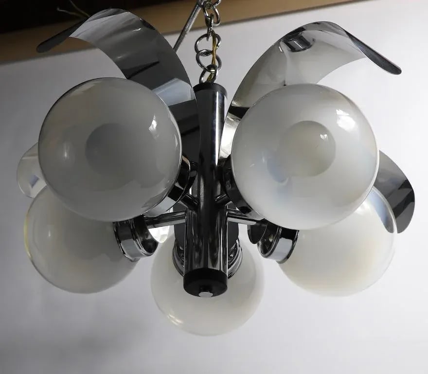 Mod 5-Light Chrome and Glass Ball Chandelier - 10