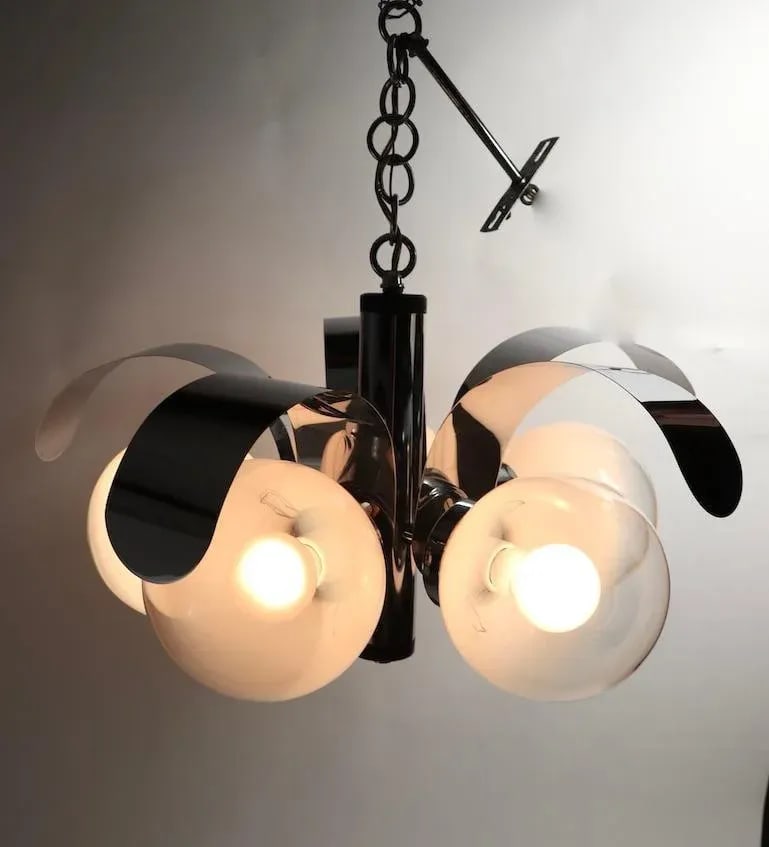 Mod 5-Light Chrome and Glass Ball Chandelier - 2