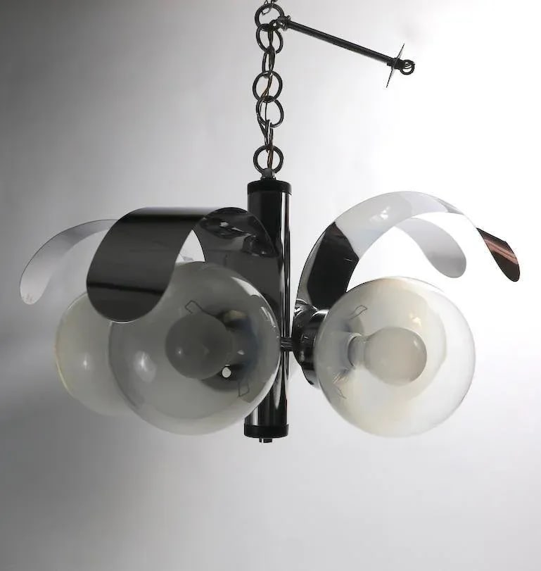 Mod 5-Light Chrome and Glass Ball Chandelier - 3