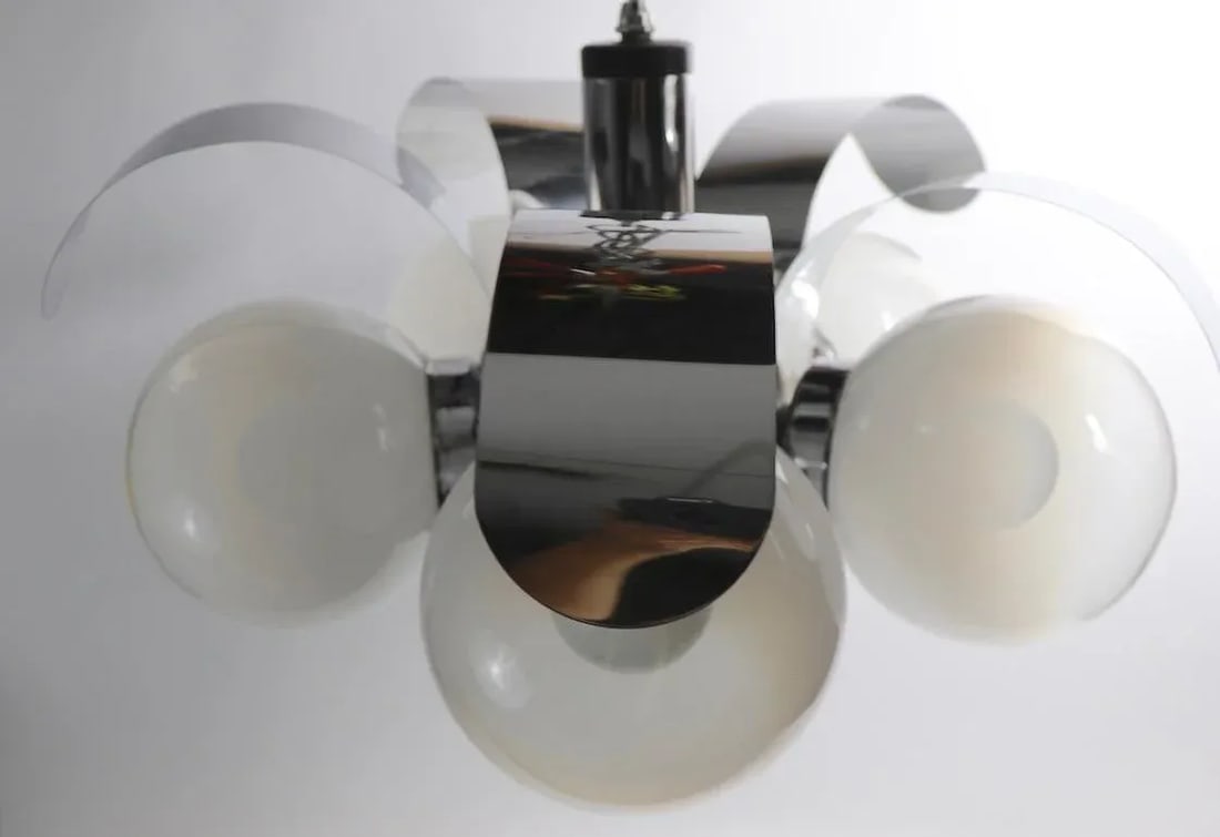 Mod 5-Light Chrome and Glass Ball Chandelier - 4