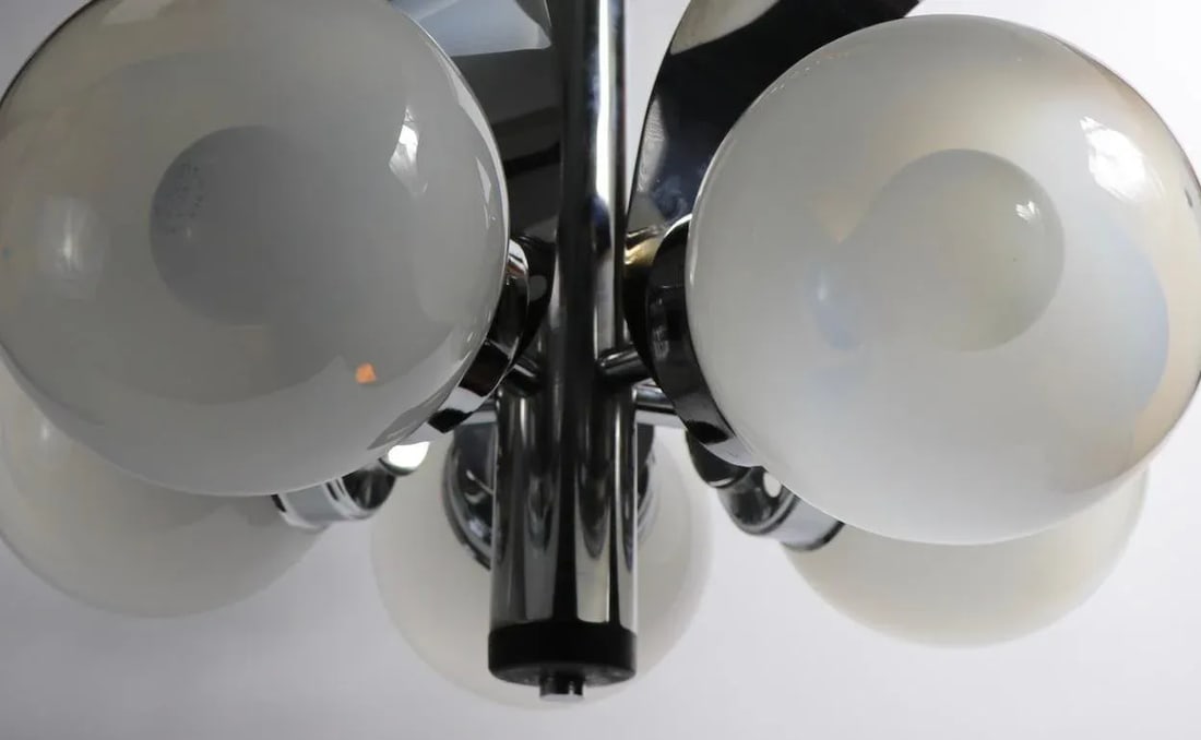 Mod 5-Light Chrome and Glass Ball Chandelier - 6