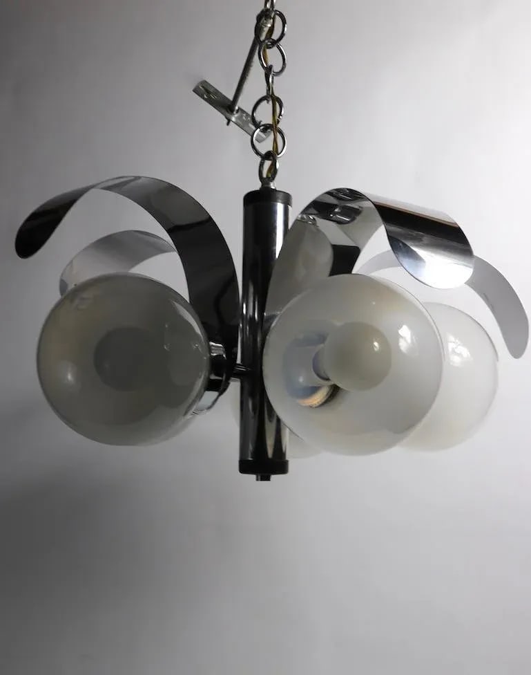 Mod 5-Light Chrome and Glass Ball Chandelier - 9