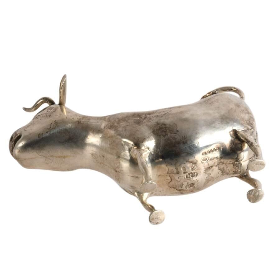 Antique Dutch 930 Silver Figural Cow Creamer With Hinged Lid - 5
