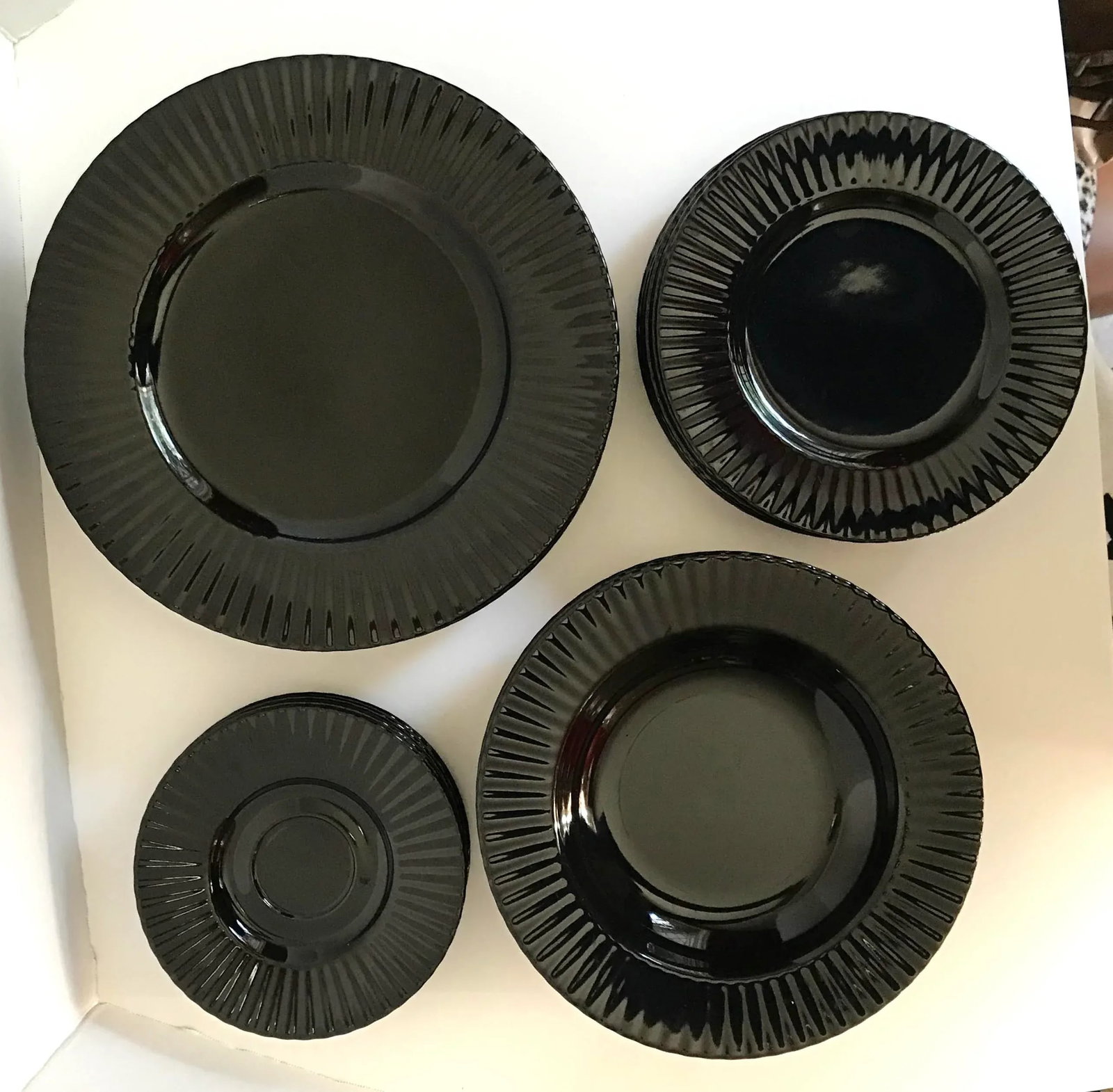 Vintage Mikasa Black Tulip Dinnerware Set - Set of 24 - 2
