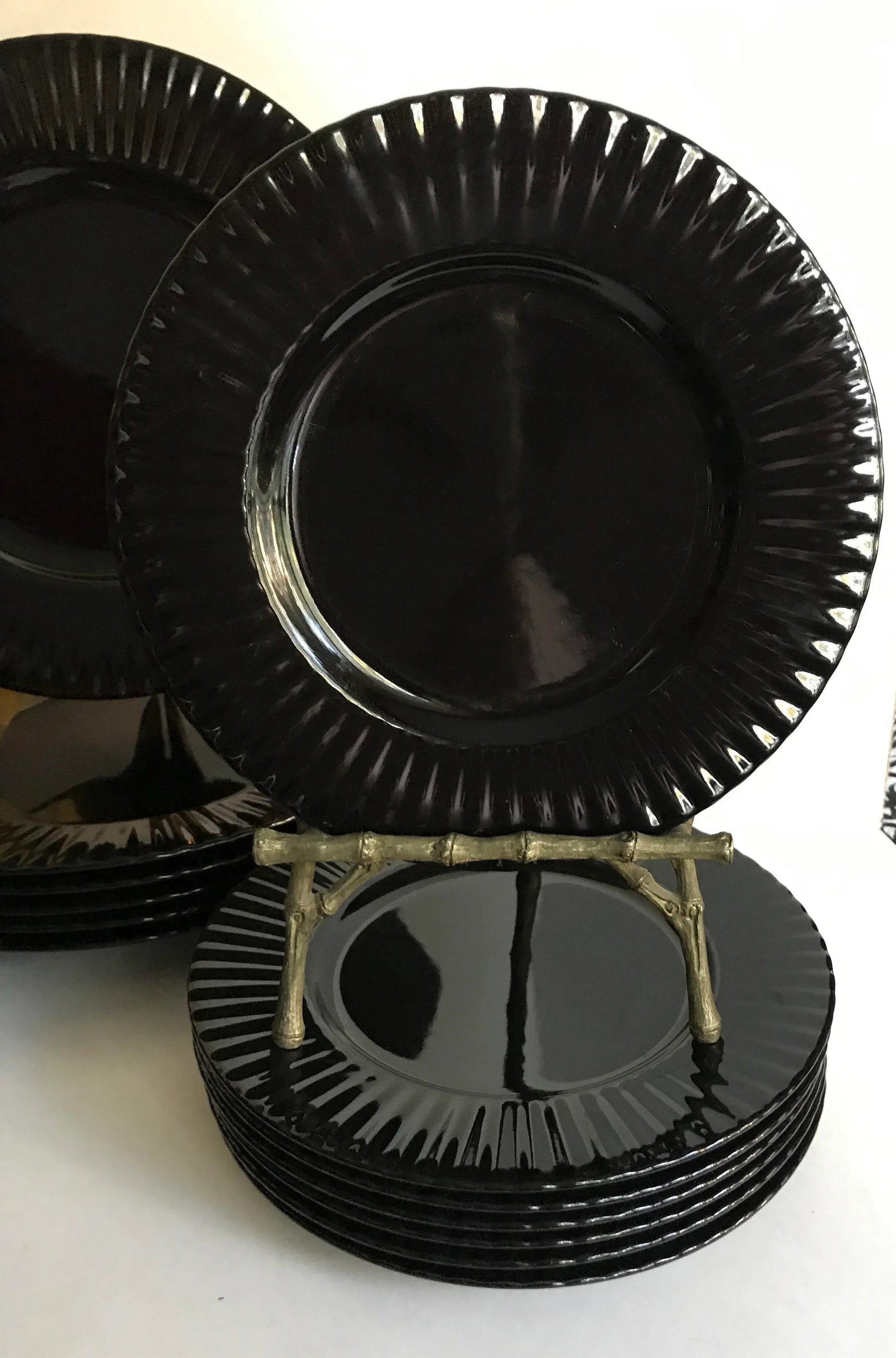 Vintage Mikasa Black Tulip Dinnerware Set - Set of 24 - 6