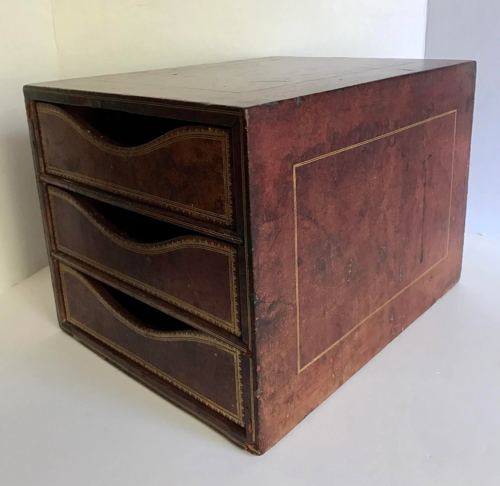 Antique c.p. Leathercraft 3 Drawer File Organizer - 3