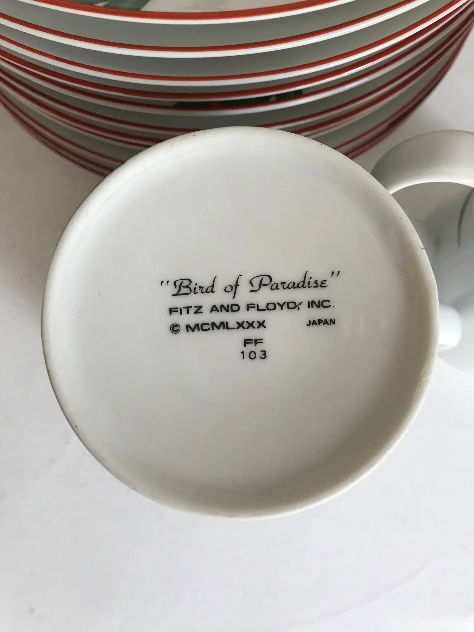 24 Pieces - 1980's Birds of Paradise Mug and Plate Set - 5