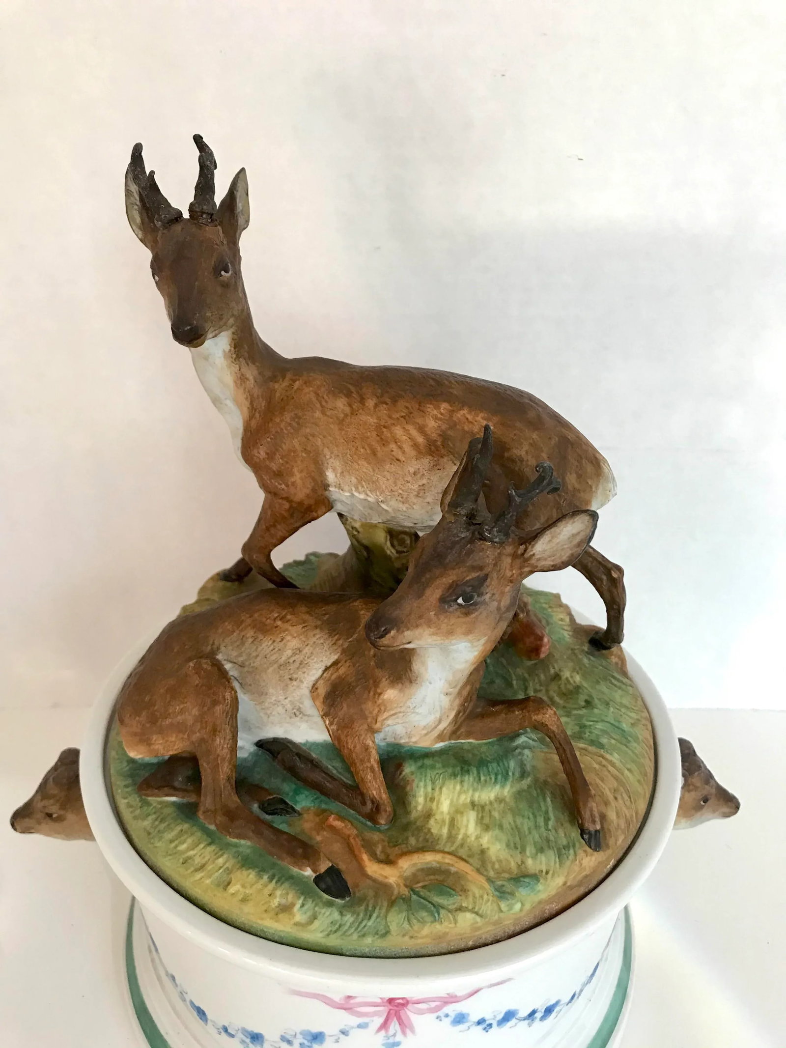 Antique Bavarian Bisque Deer Lidded Dish - 2