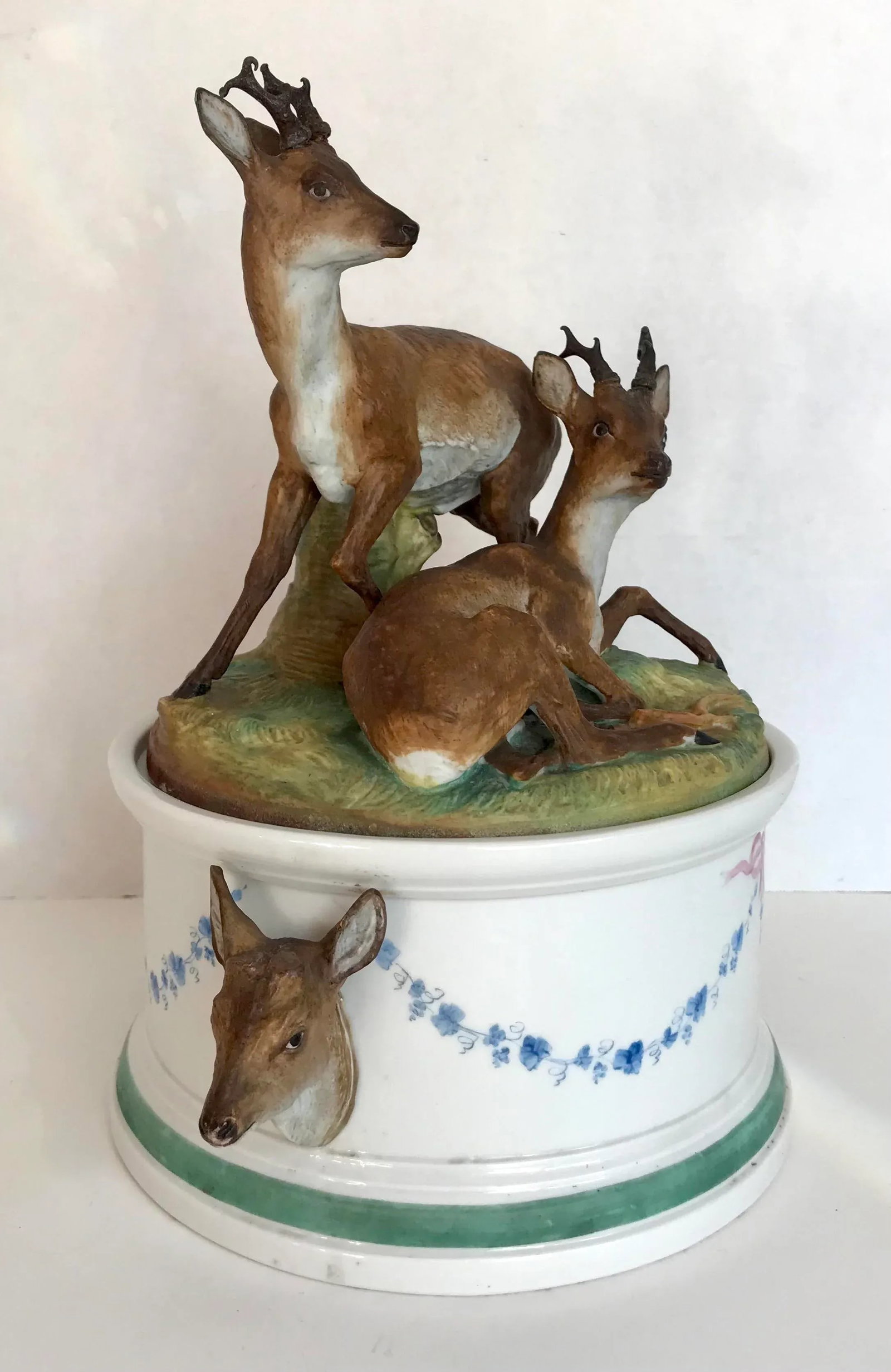 Antique Bavarian Bisque Deer Lidded Dish - 4