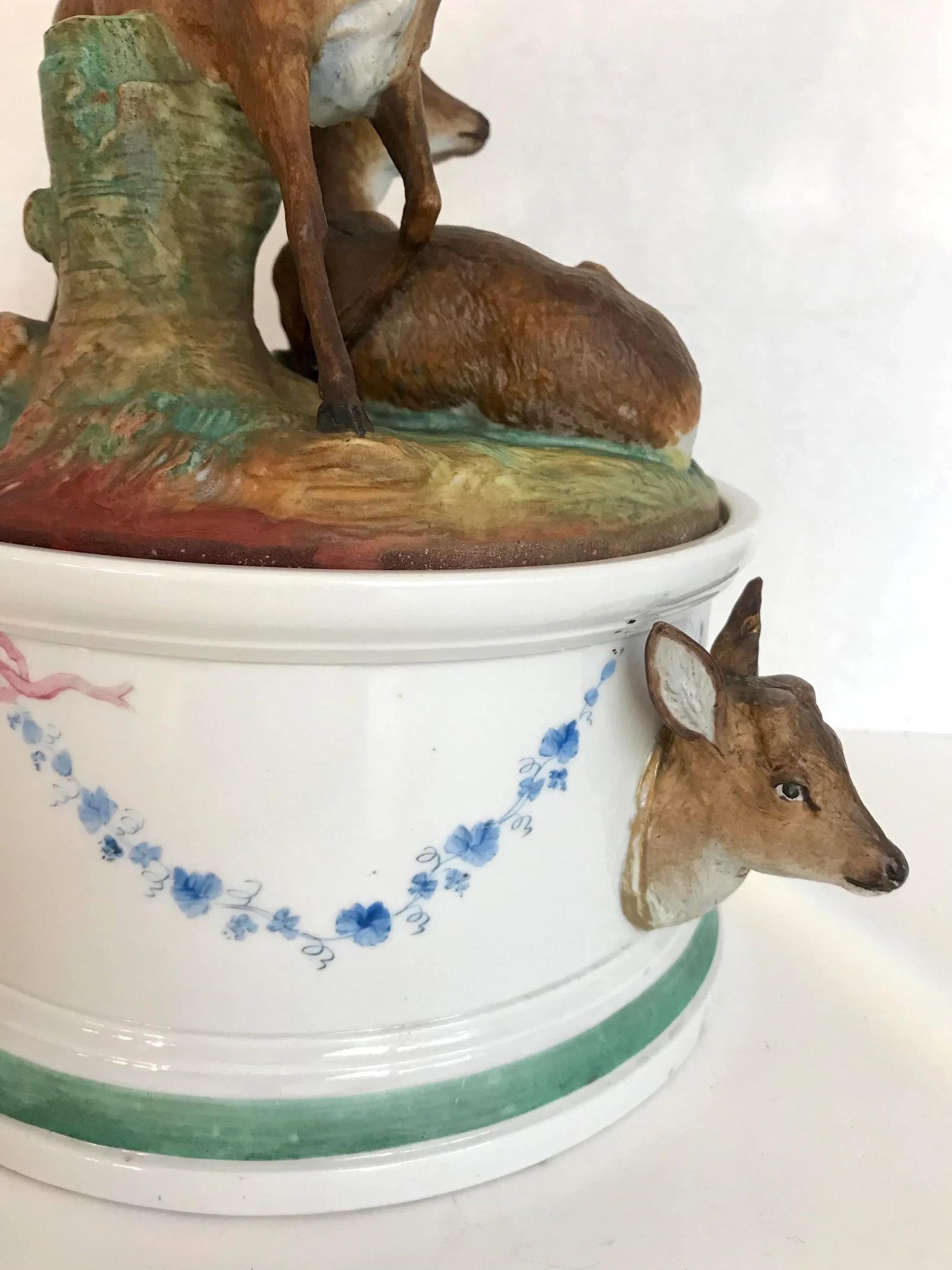 Antique Bavarian Bisque Deer Lidded Dish - 6