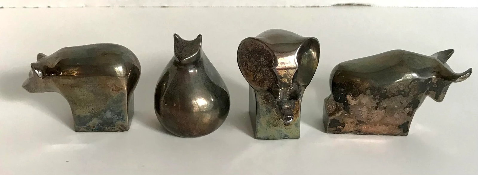 Vintage Dansk Silver Animal Paperweight Decor Set of 4 - 2