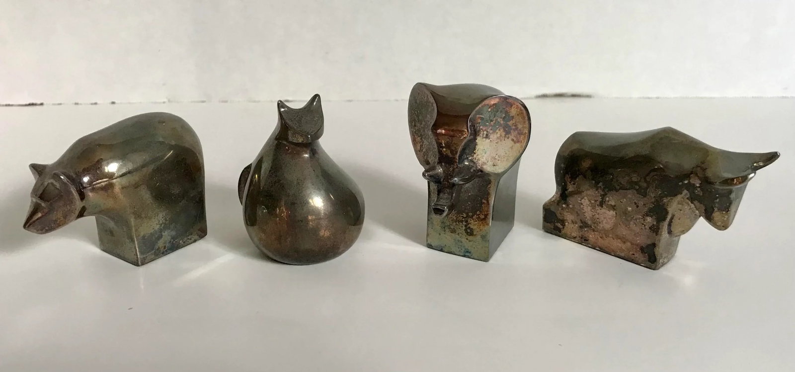 Vintage Dansk Silver Animal Paperweight Decor Set of 4 - 3