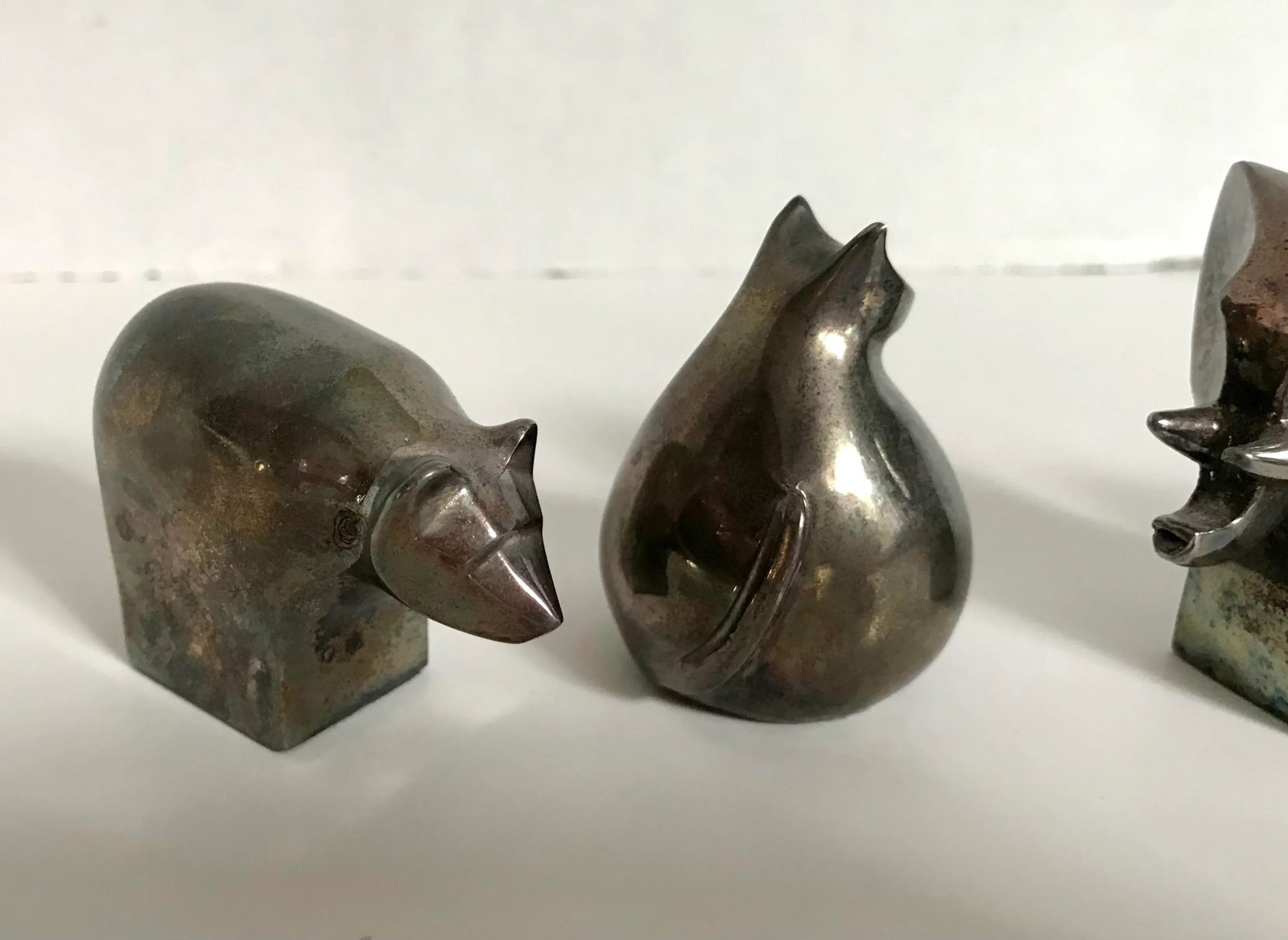 Vintage Dansk Silver Animal Paperweight Decor Set of 4 - 4