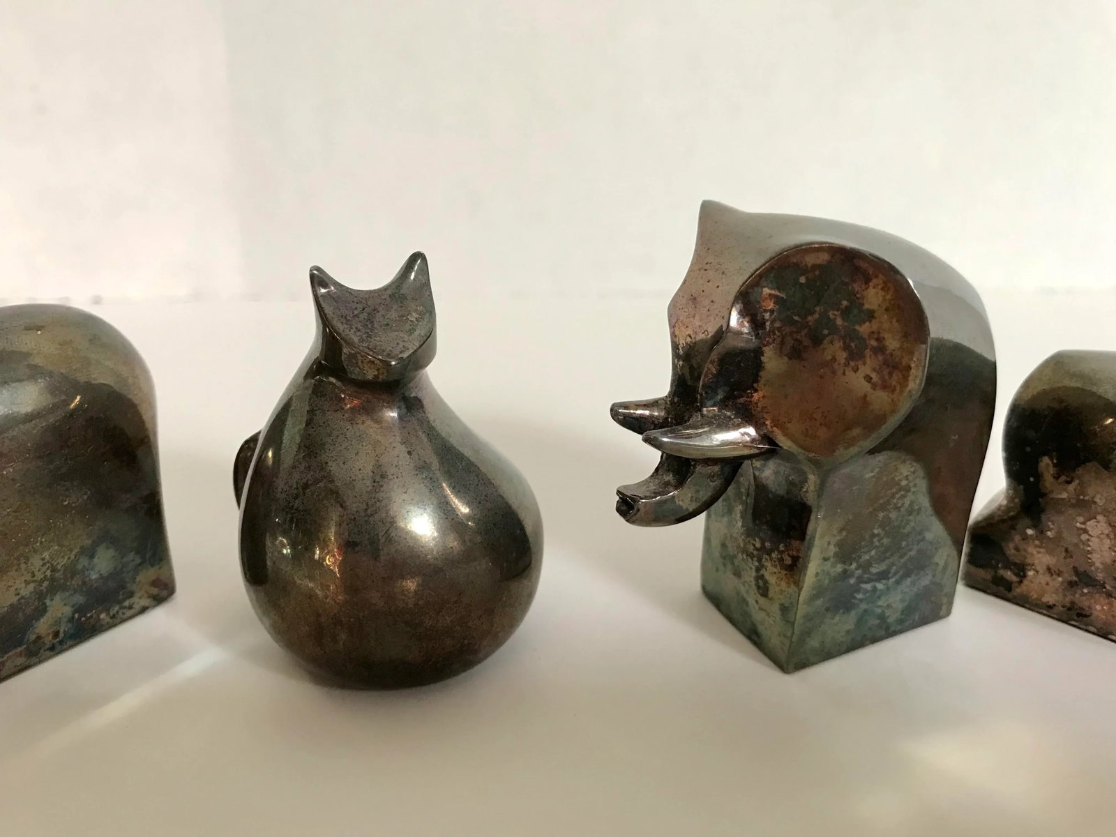 Vintage Dansk Silver Animal Paperweight Decor Set of 4 - 5