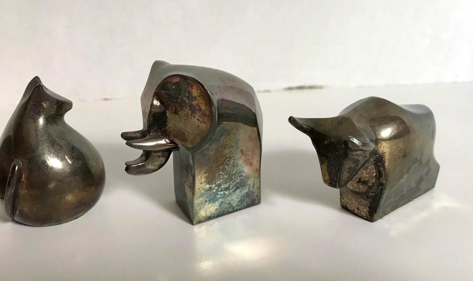 Vintage Dansk Silver Animal Paperweight Decor Set of 4 - 6