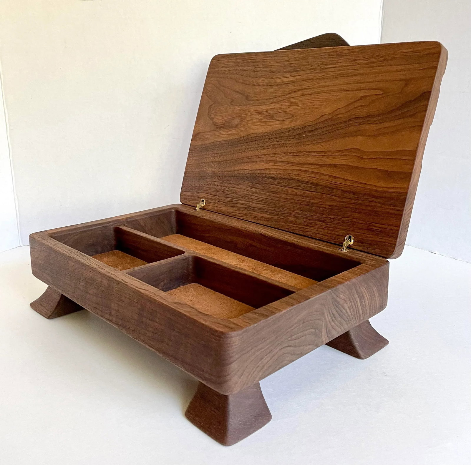 Mid 20th Century Hand-Made Signed Art Deco Wood Jewelry Accessory Box - 10