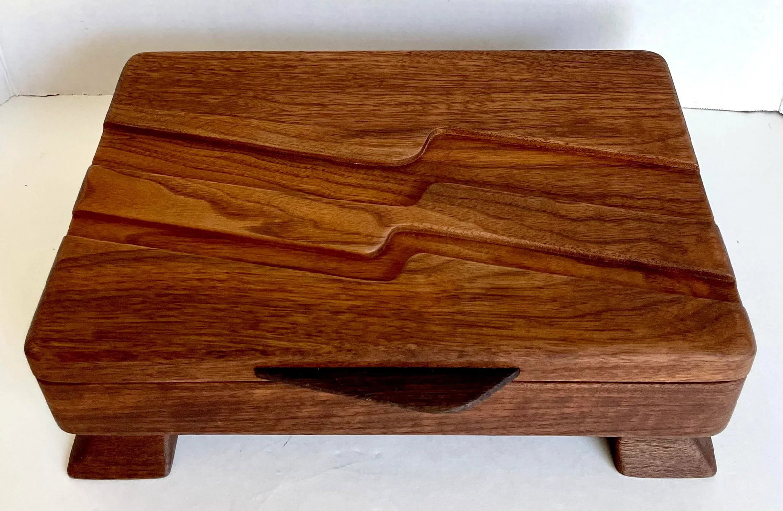 Mid 20th Century Hand-Made Signed Art Deco Wood Jewelry Accessory Box - 2