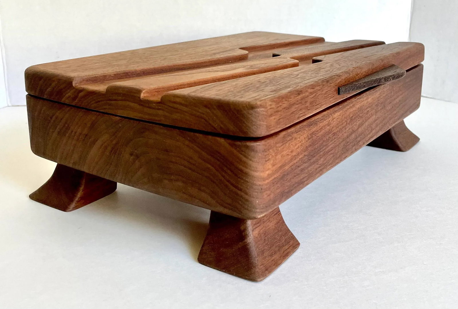 Mid 20th Century Hand-Made Signed Art Deco Wood Jewelry Accessory Box - 5