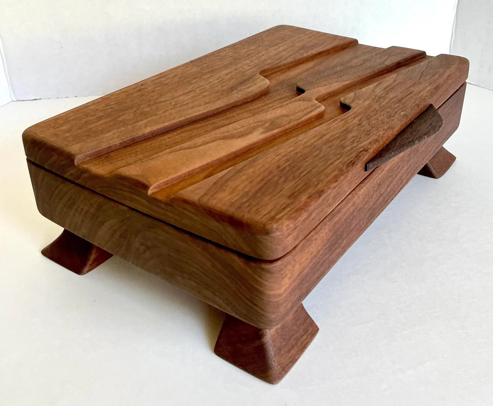 Mid 20th Century Hand-Made Signed Art Deco Wood Jewelry Accessory Box - 6