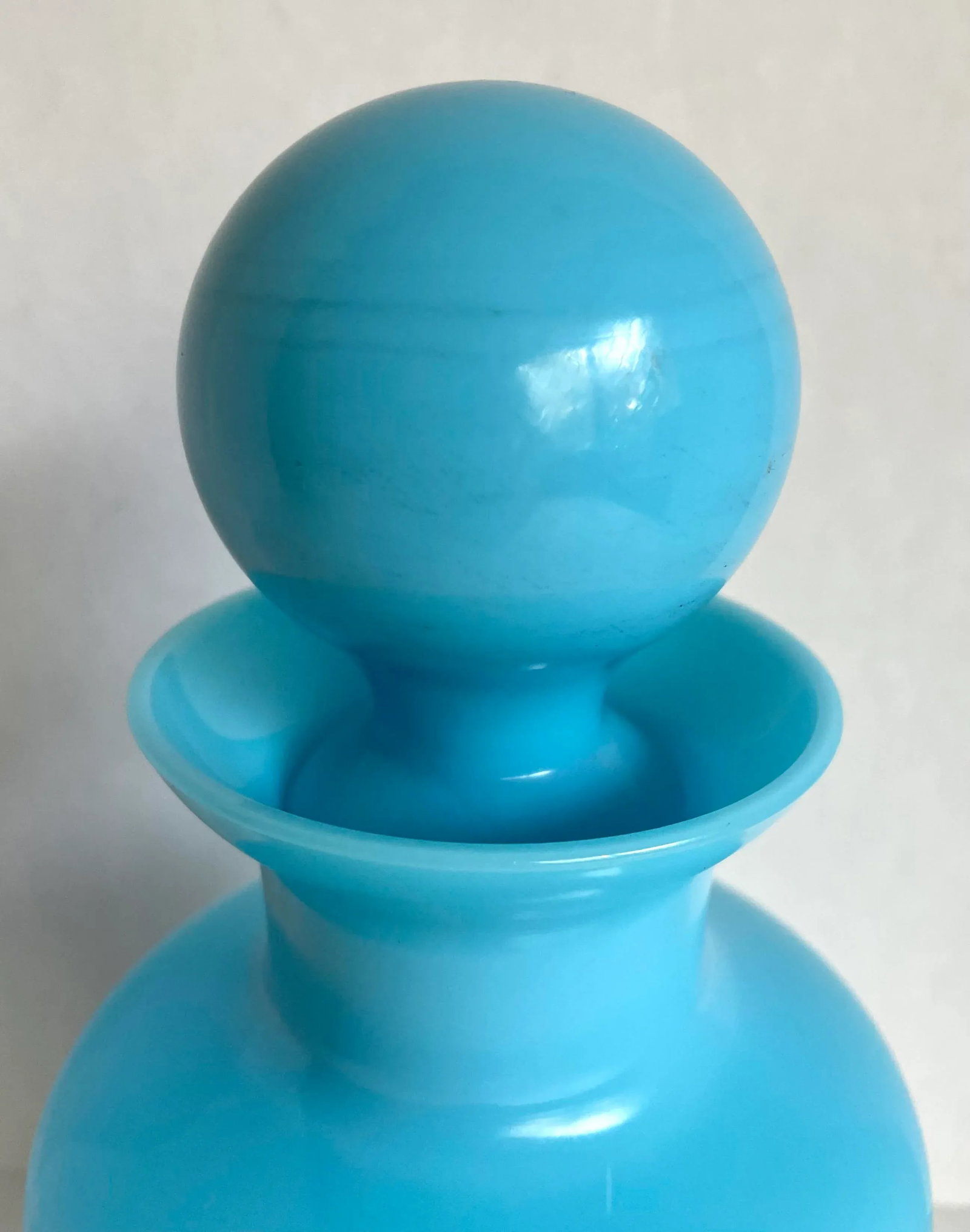 1940's Portieux Vallerysthal French Blue Opaline Decanter - 3