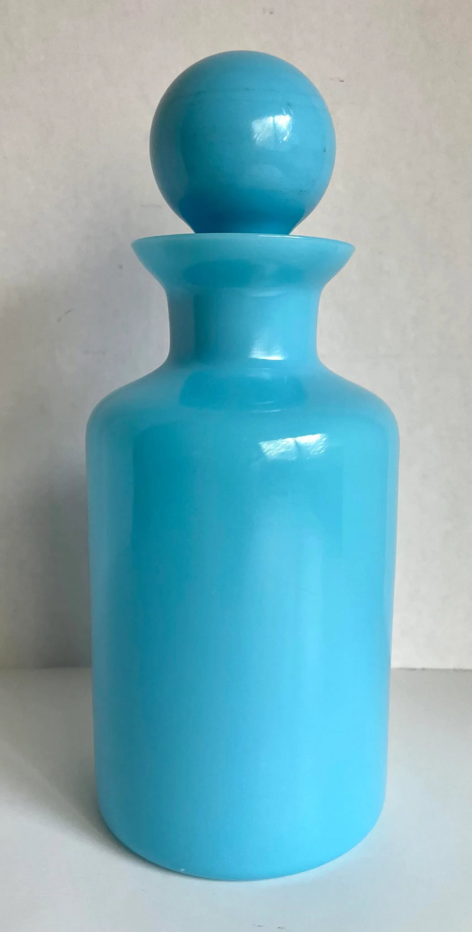 1940's Portieux Vallerysthal French Blue Opaline Decanter - 4