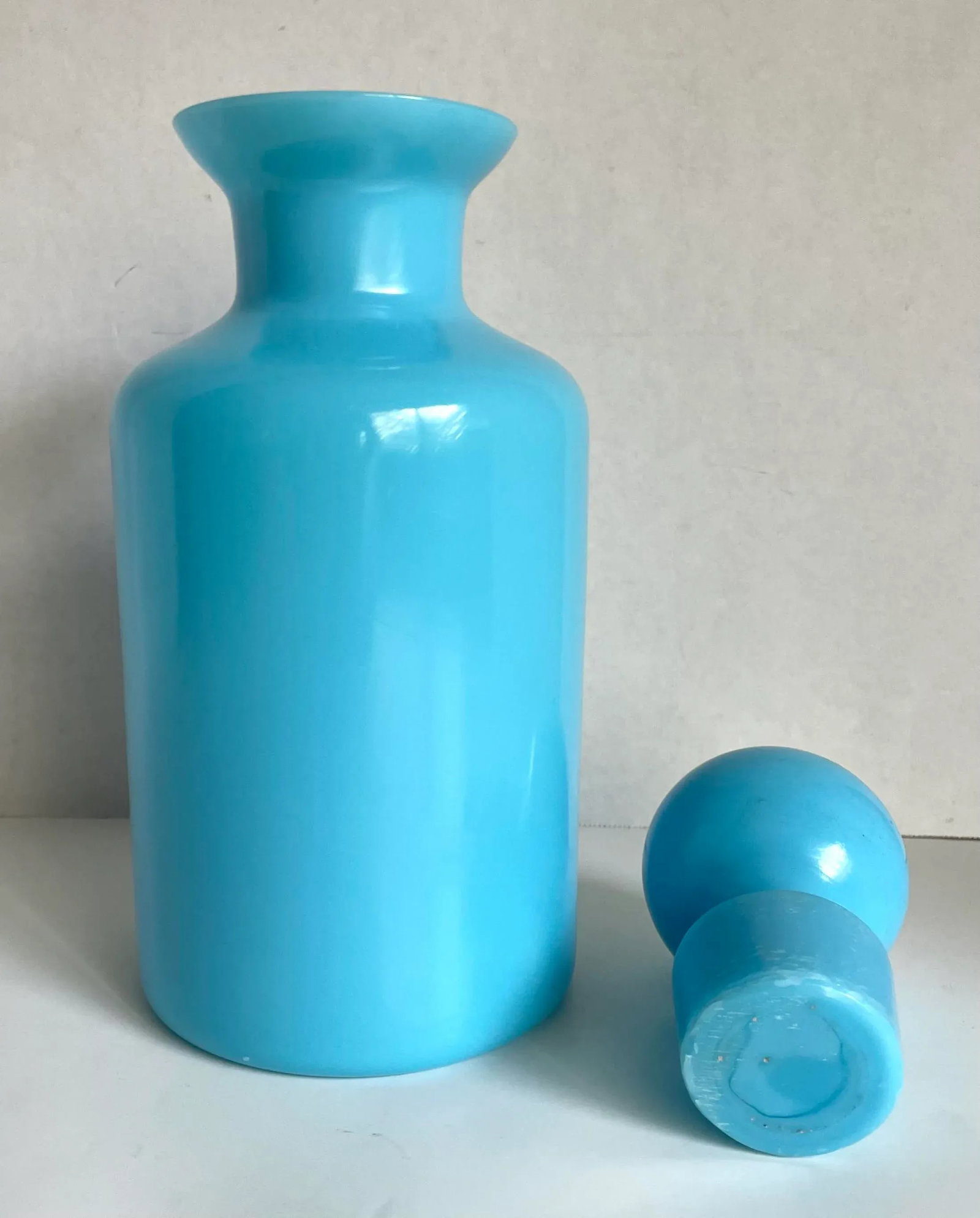 1940's Portieux Vallerysthal French Blue Opaline Decanter - 5