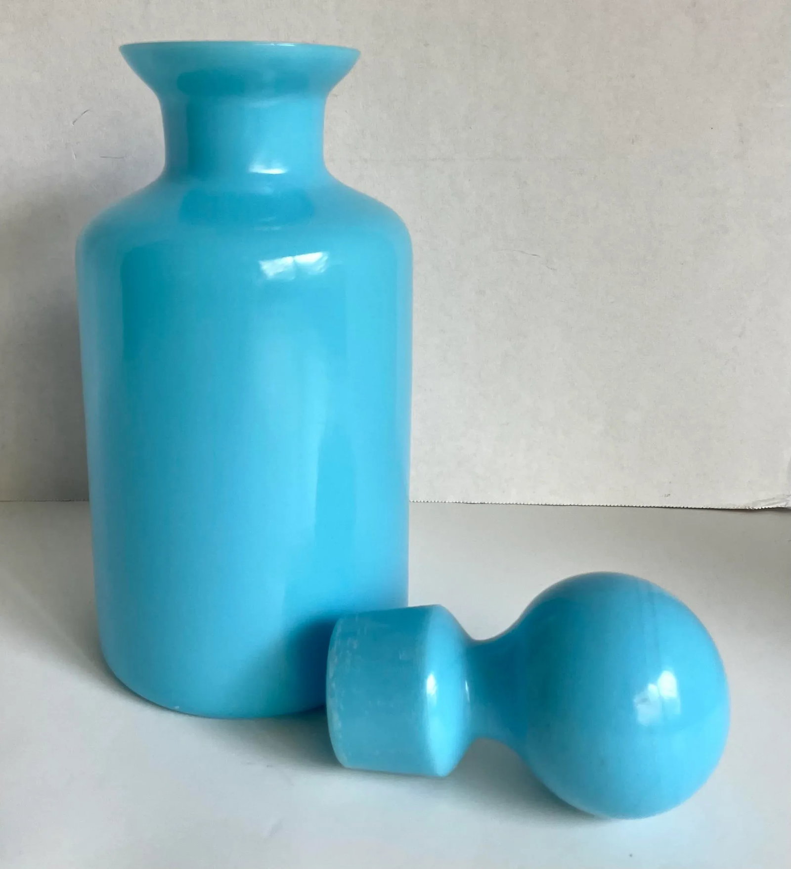 1940's Portieux Vallerysthal French Blue Opaline Decanter - 6