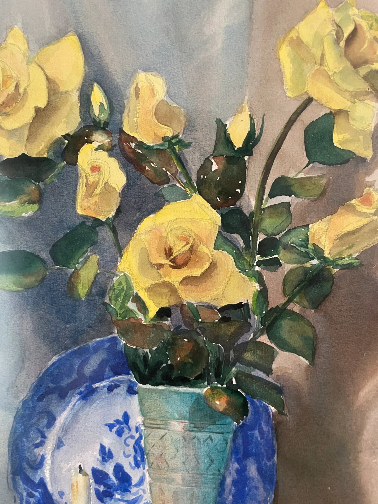 Mid-Century Modern Original Watercolor Still-Life Painting by Frankel - 4