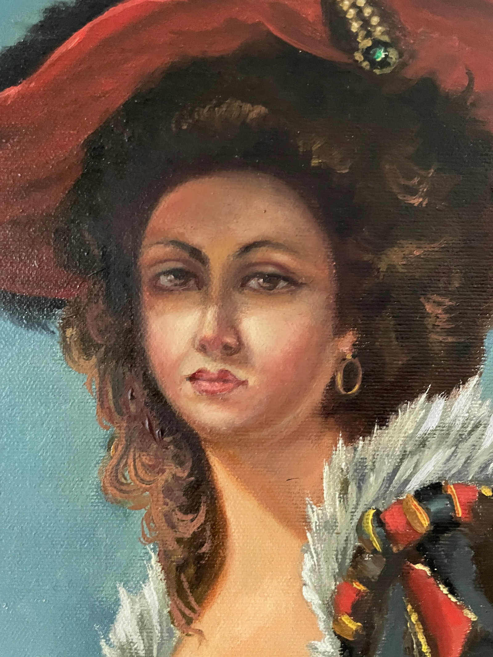 Antique Fine Art Original Signed Painting of Woman on Balcony - 4