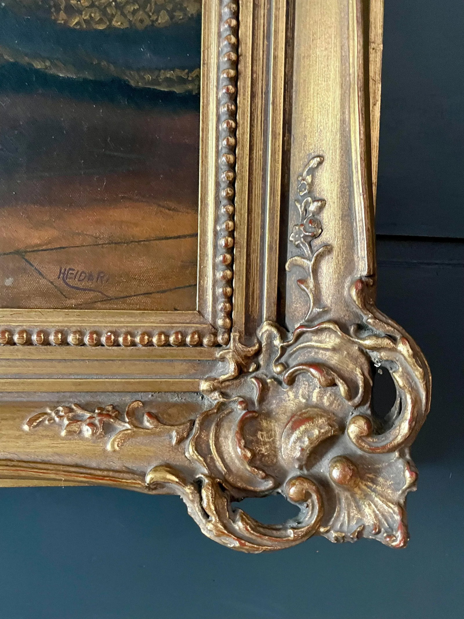 Antique Fine Art Original Signed Painting of Woman on Balcony - 8