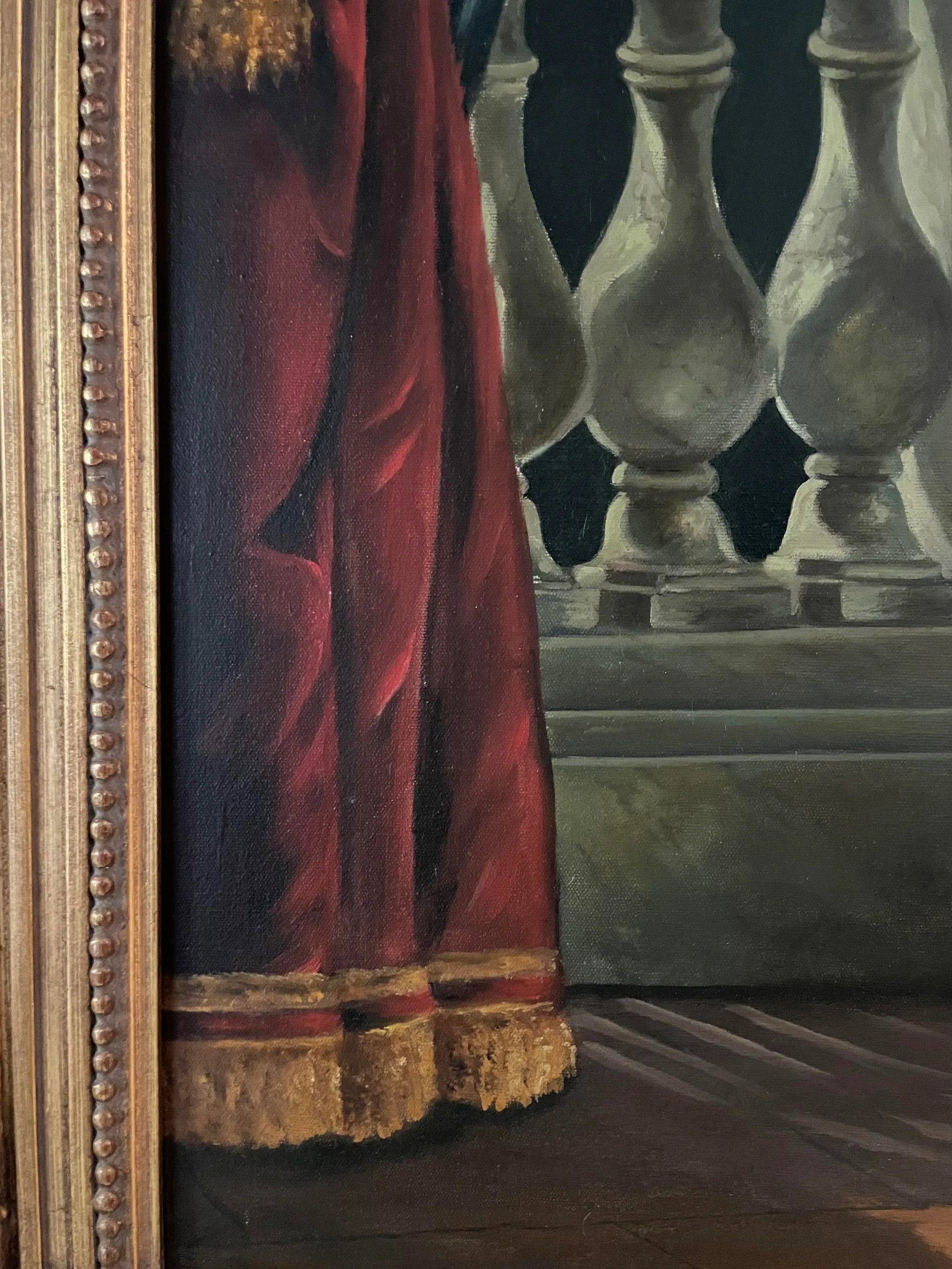 Antique Fine Art Original Signed Painting of Woman on Balcony - 9