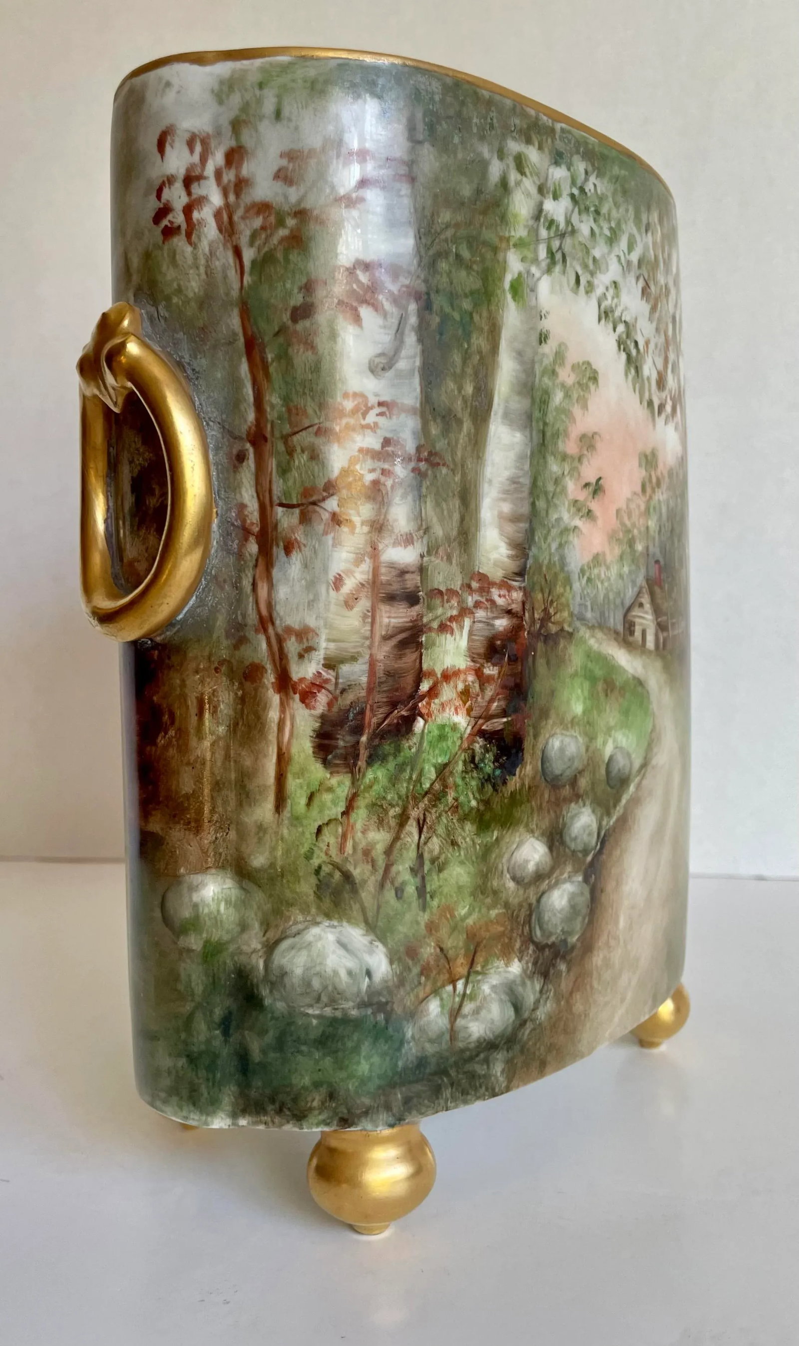 Antique Guerin Limoges Porcelain Cachepot Vase - 10