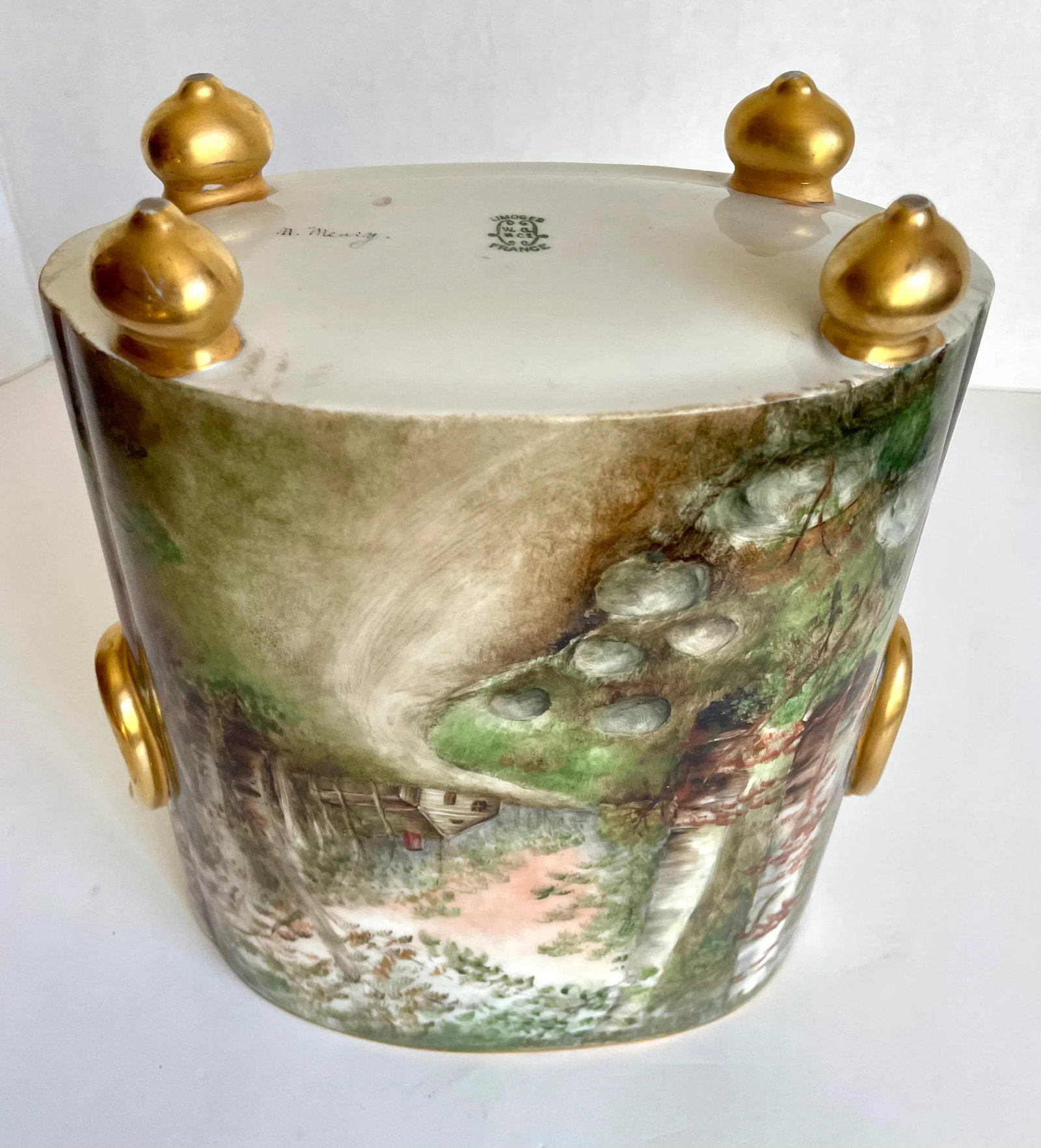 Antique Guerin Limoges Porcelain Cachepot Vase - 12
