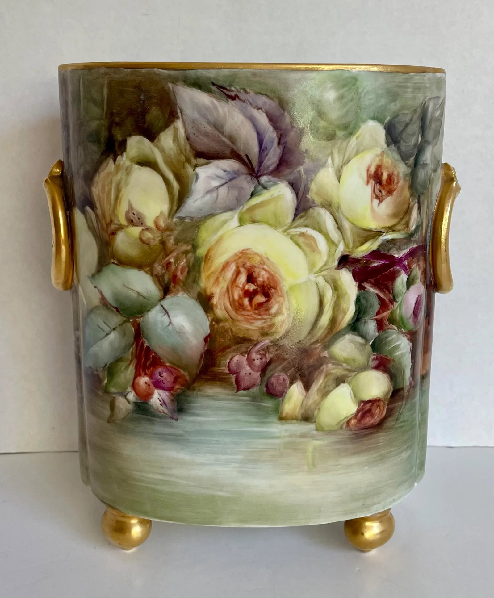 Antique Guerin Limoges Porcelain Cachepot Vase - 13