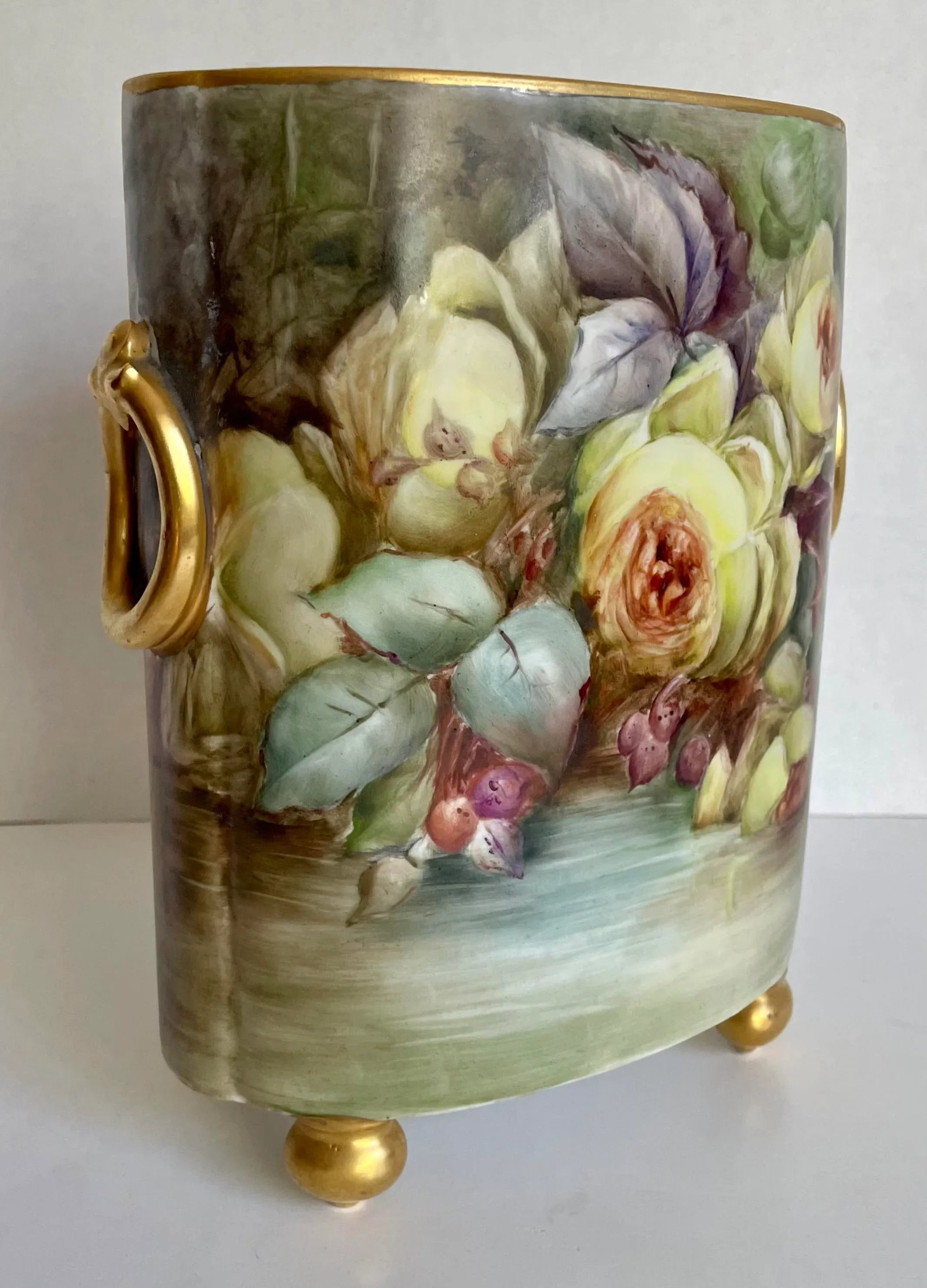 Antique Guerin Limoges Porcelain Cachepot Vase - 2
