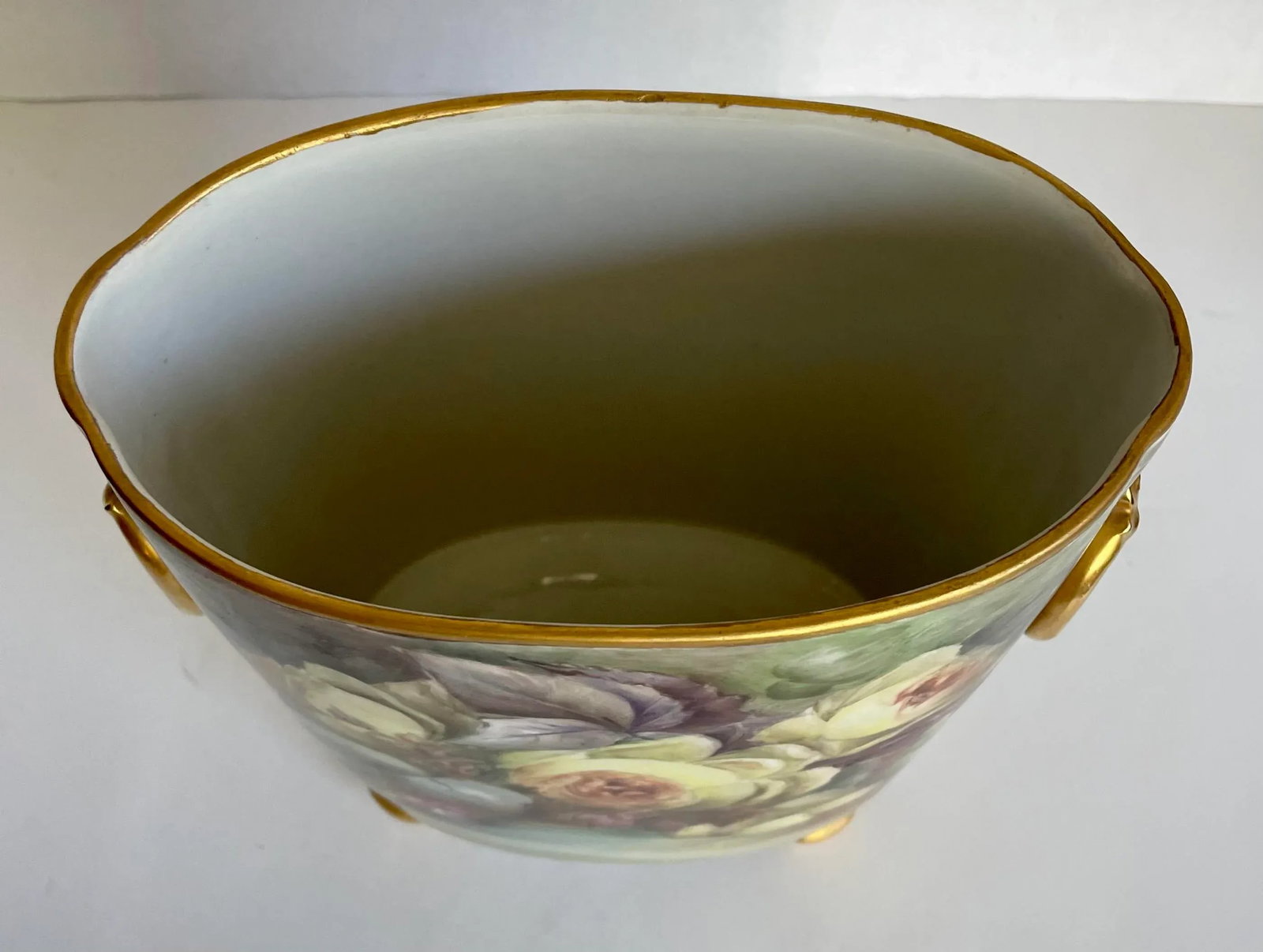 Antique Guerin Limoges Porcelain Cachepot Vase - 3