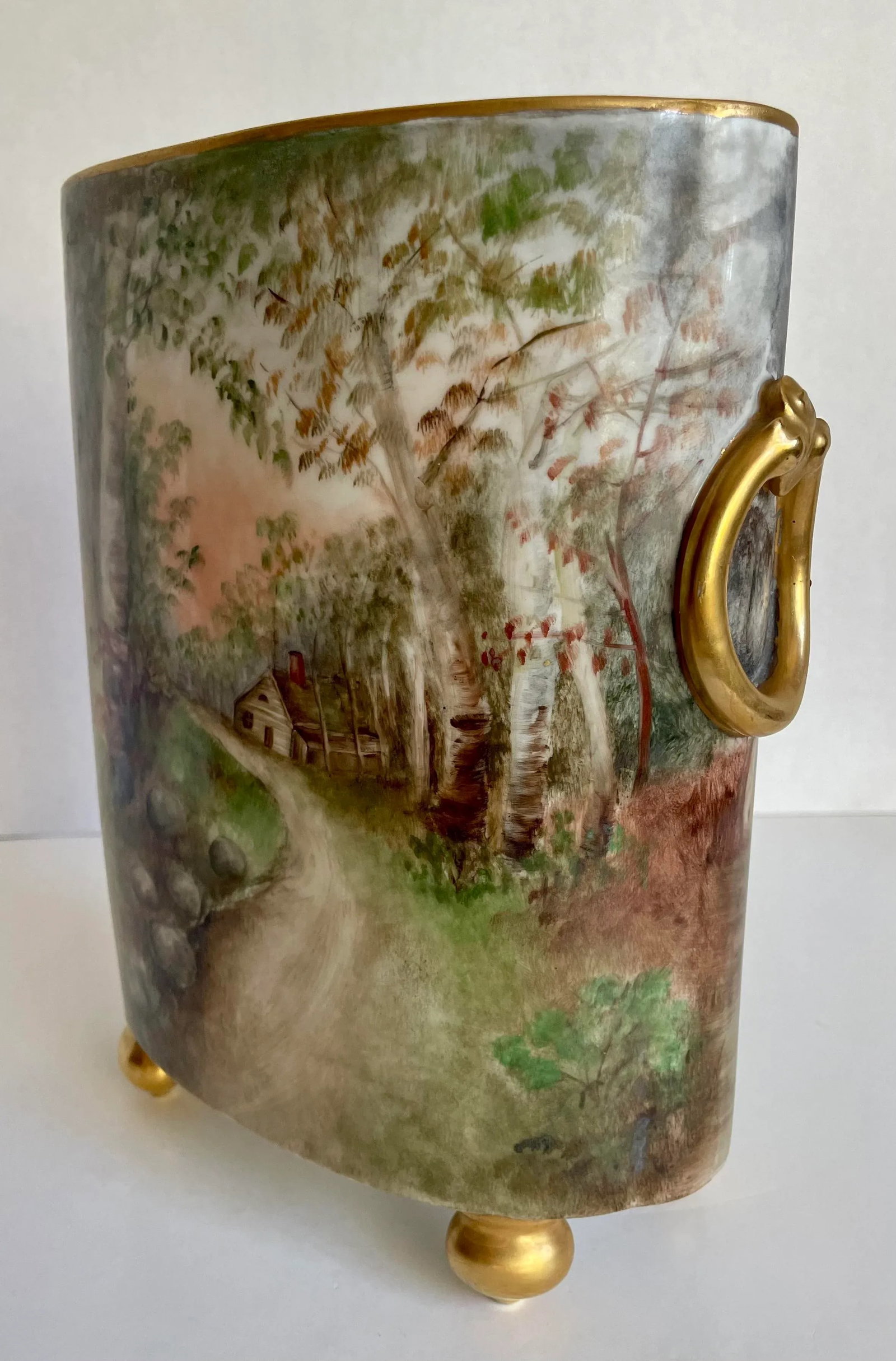 Antique Guerin Limoges Porcelain Cachepot Vase - 5