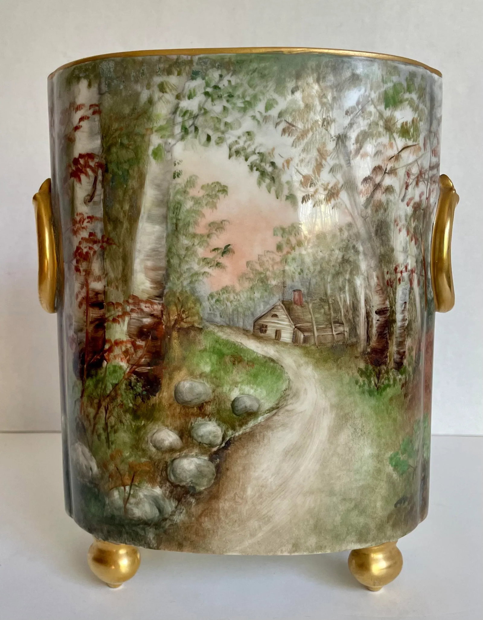 Antique Guerin Limoges Porcelain Cachepot Vase - 7