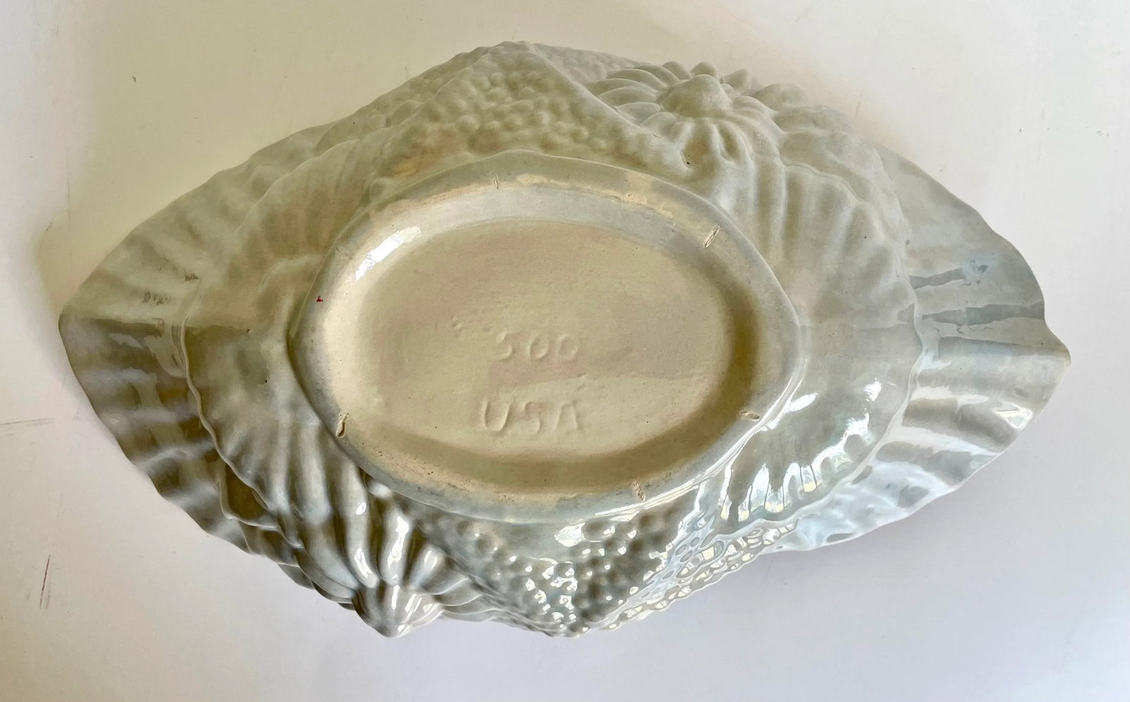 Mid 20th Century Gonder Pottery 500 Gray and Pink Sealife Shell Bowl - 8