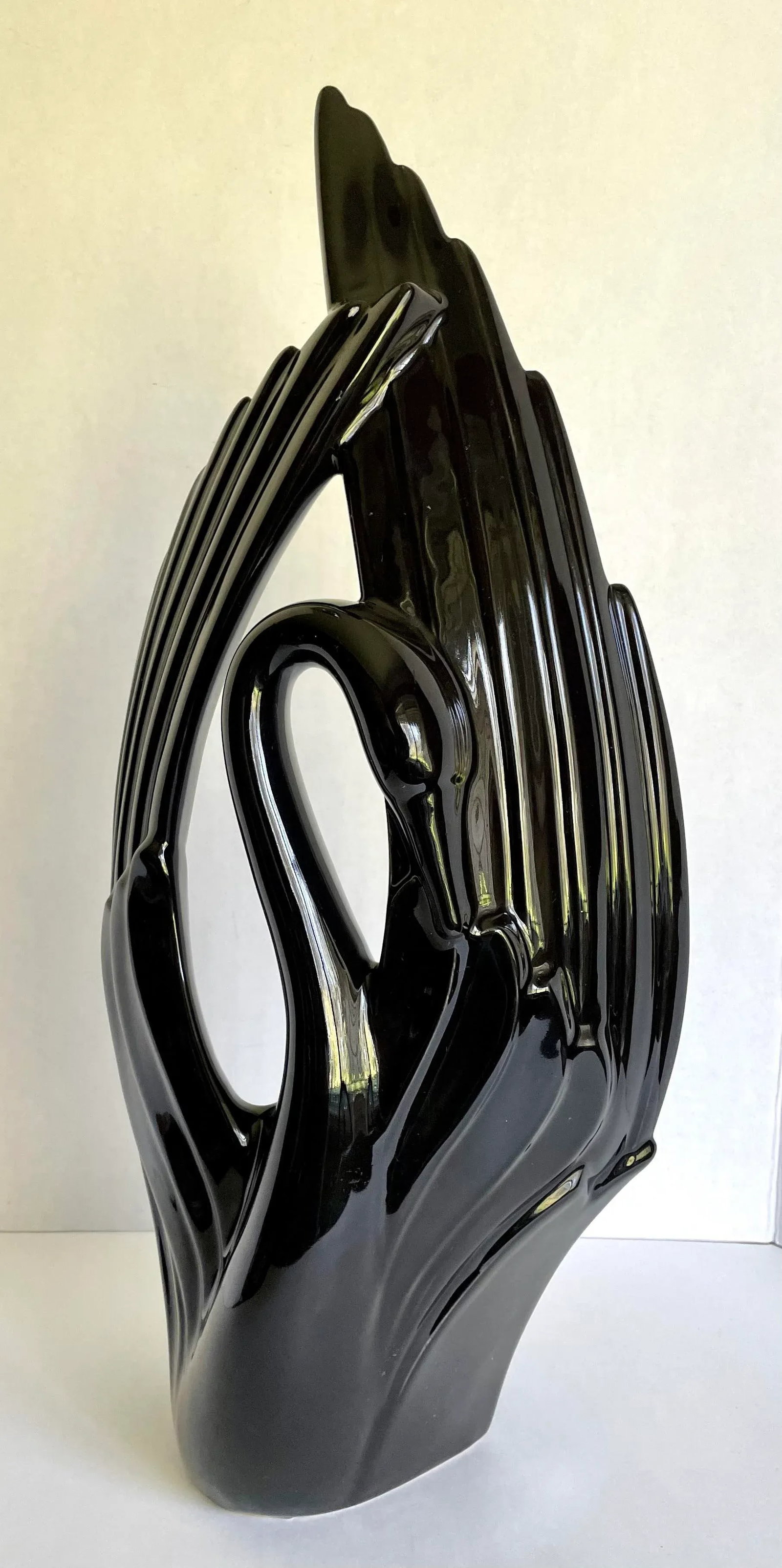 1960's Royal Haeger Pottery Black Ceramic Swan - 2