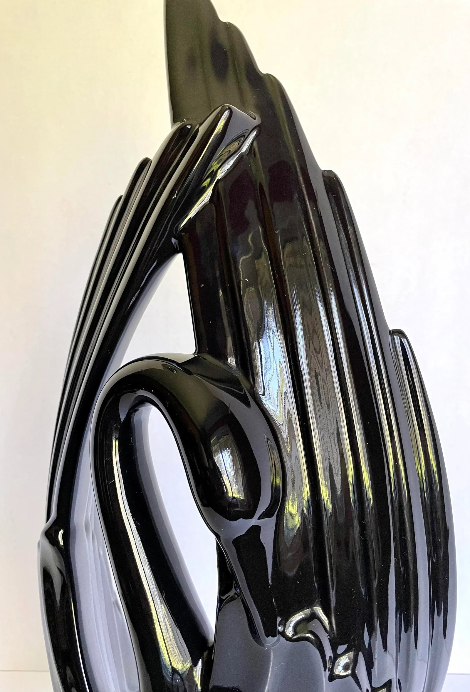 1960's Royal Haeger Pottery Black Ceramic Swan - 3