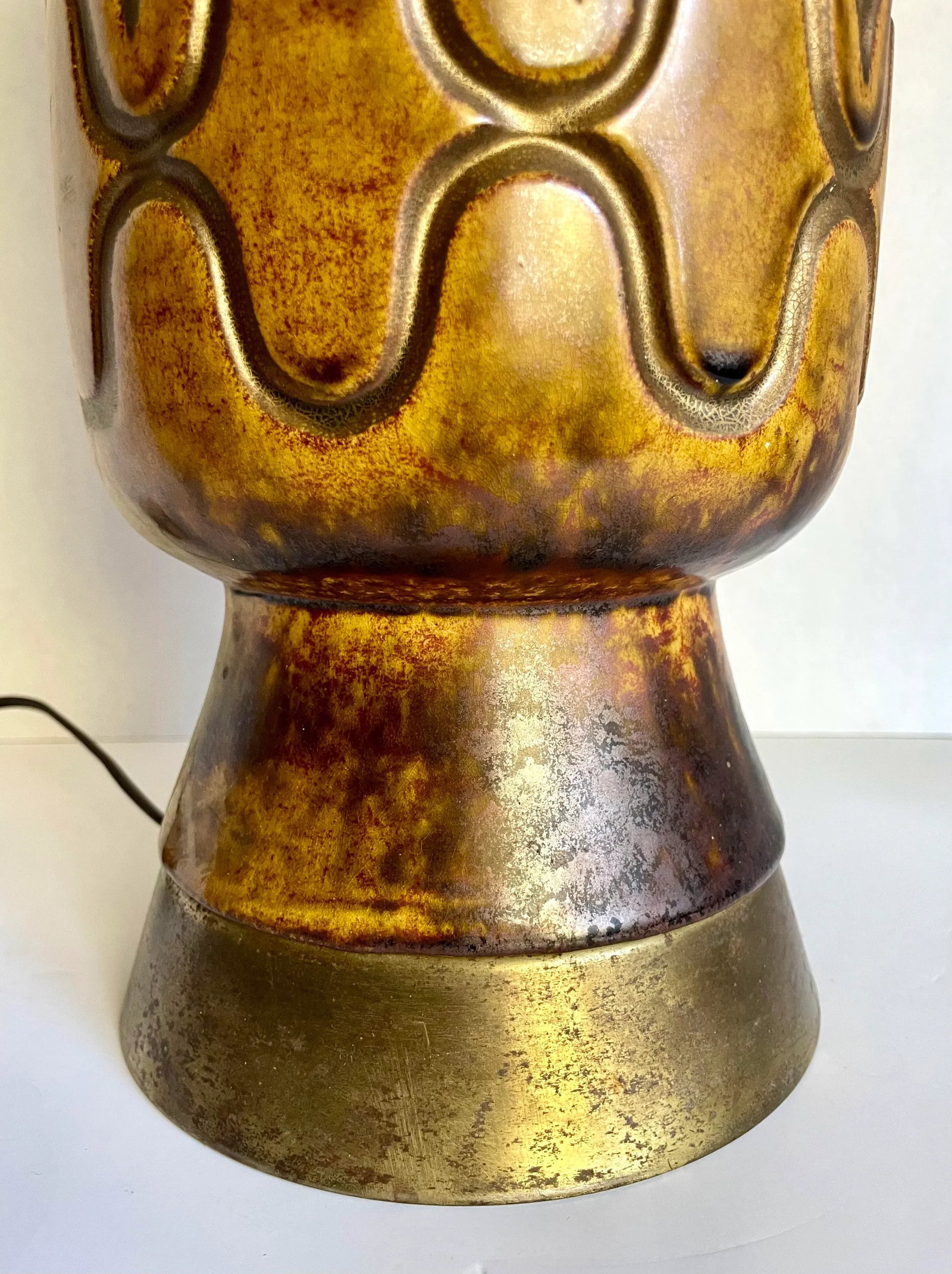 1960s Mid-Century Modern Ceramic Glazed Pottery Lamp - 6