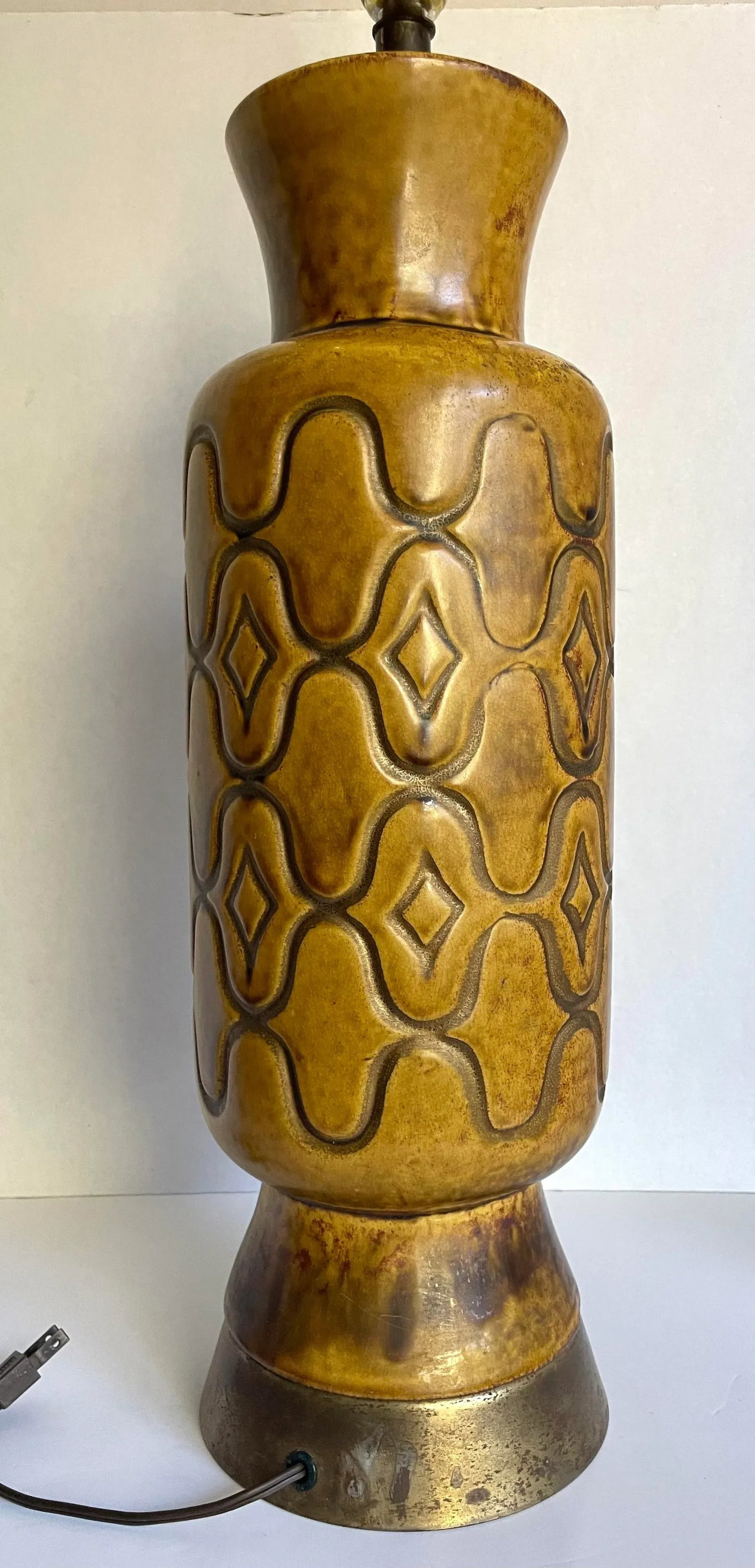 1960s Mid-Century Modern Ceramic Glazed Pottery Lamp - 7