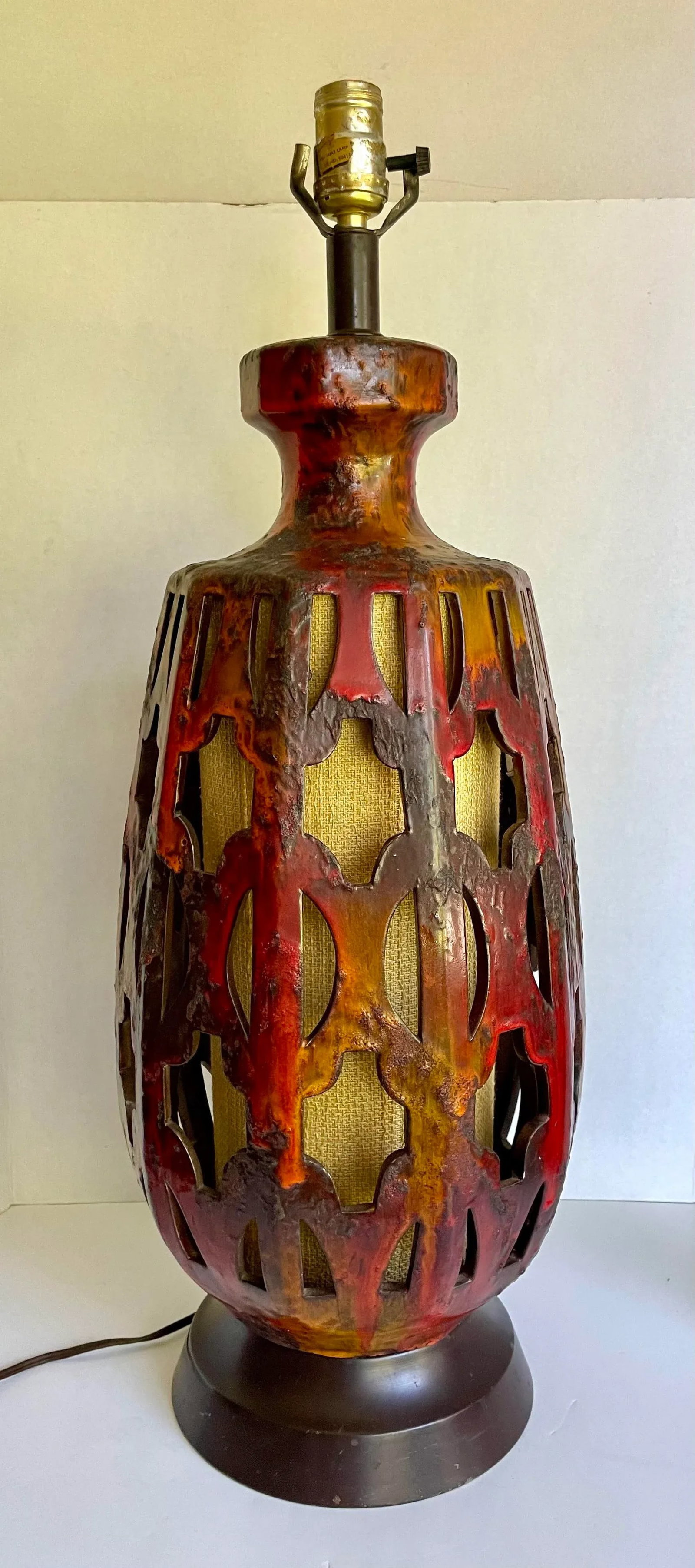 1960s Mid-Century Modern Ceramic Glazed Pottery Lava Table Lamp - 12