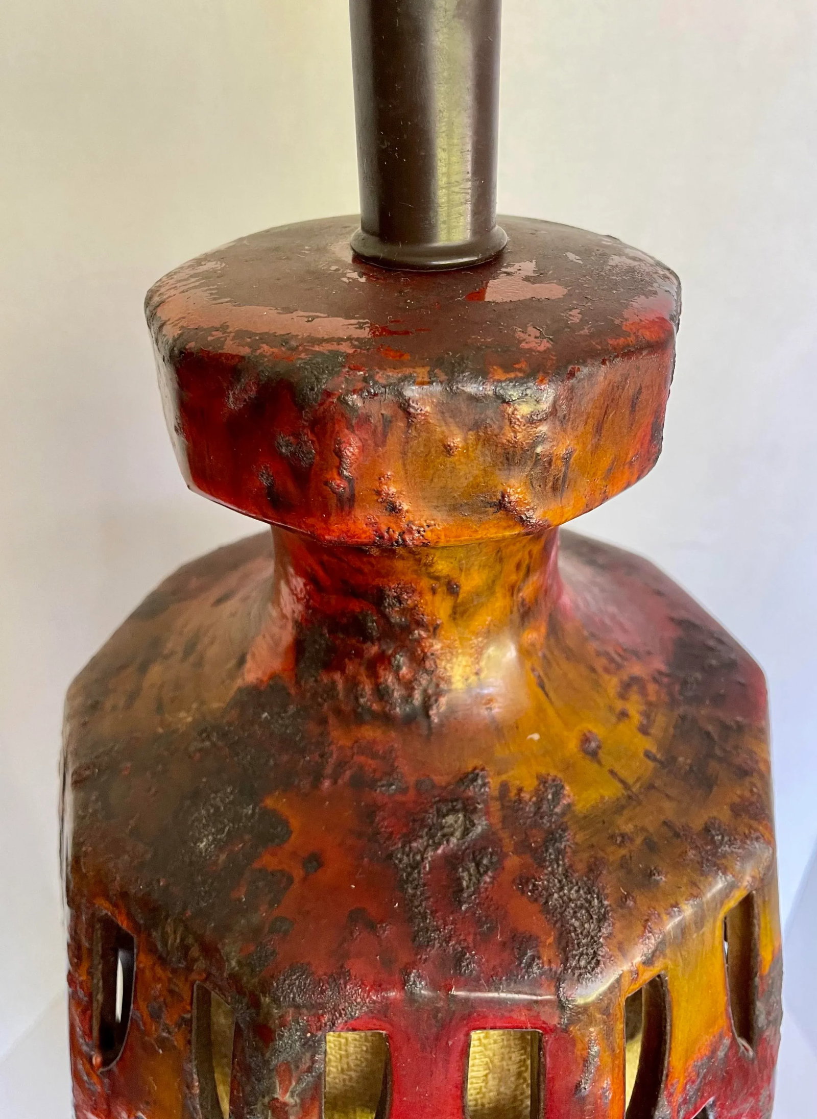 1960s Mid-Century Modern Ceramic Glazed Pottery Lava Table Lamp - 6